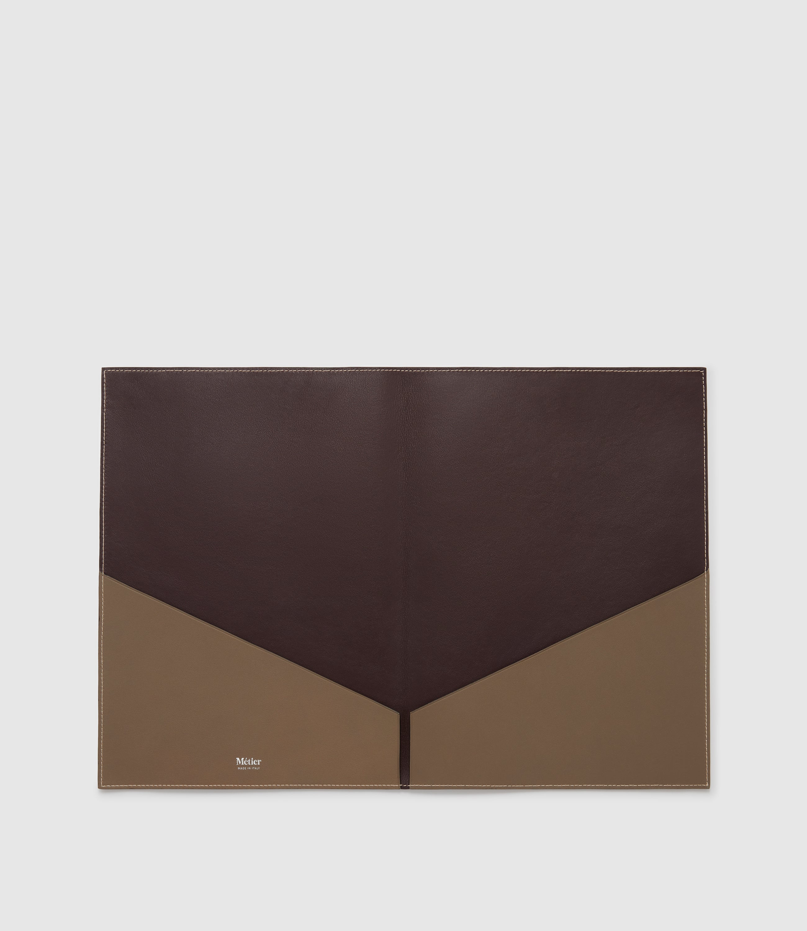 A4 Leather Folder Smooth Calfskin Taupe - Image 2