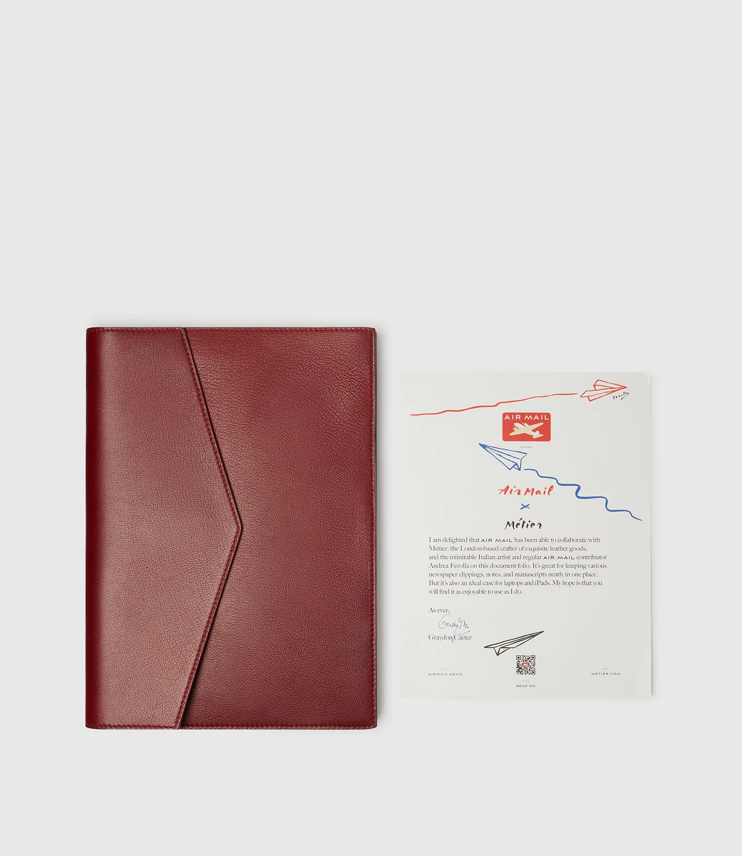 Air Mail x Métier Single Document Folio Buffalo Dark Cherry - Image 2