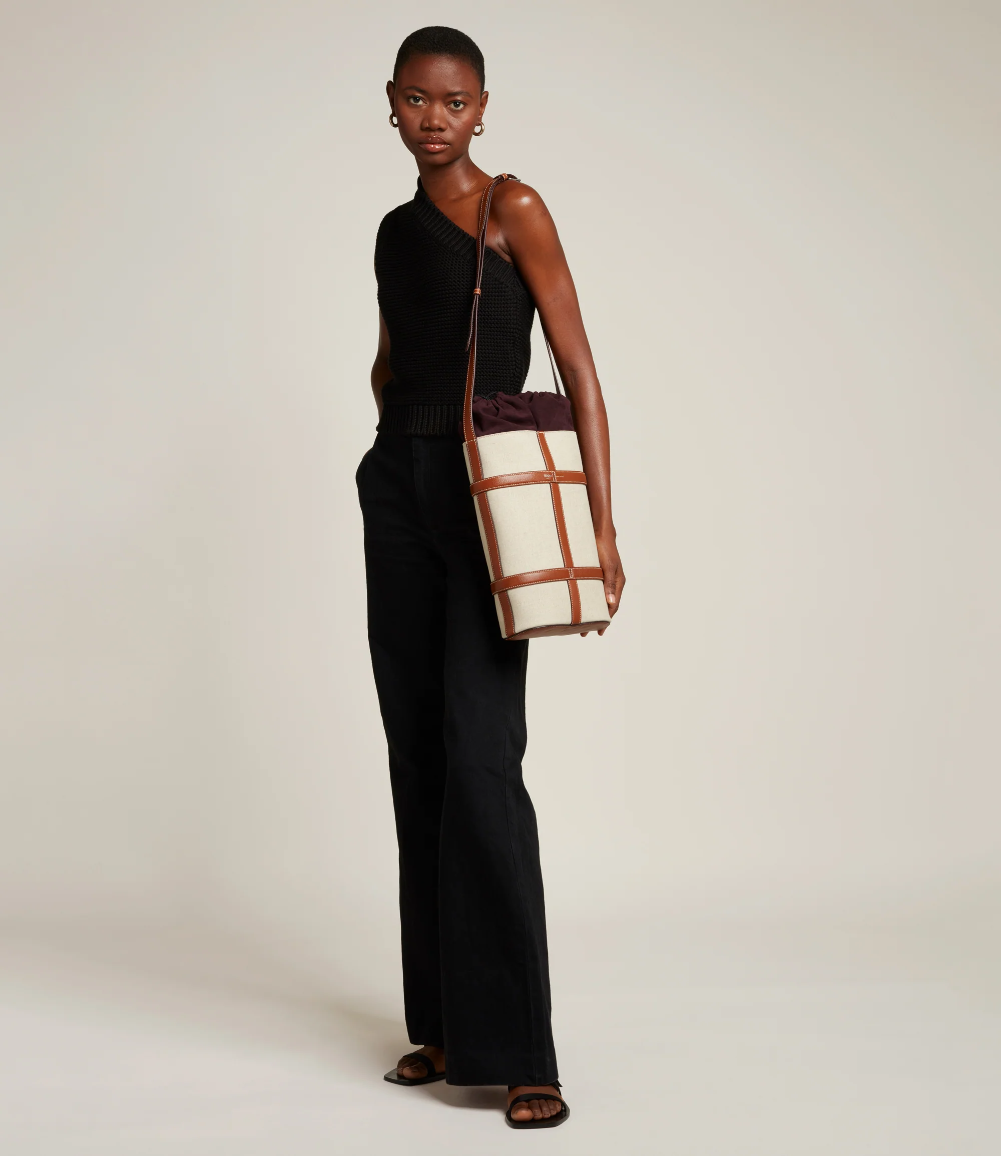 Double Wine Carrier Natural Linen with Cognac - Image 3