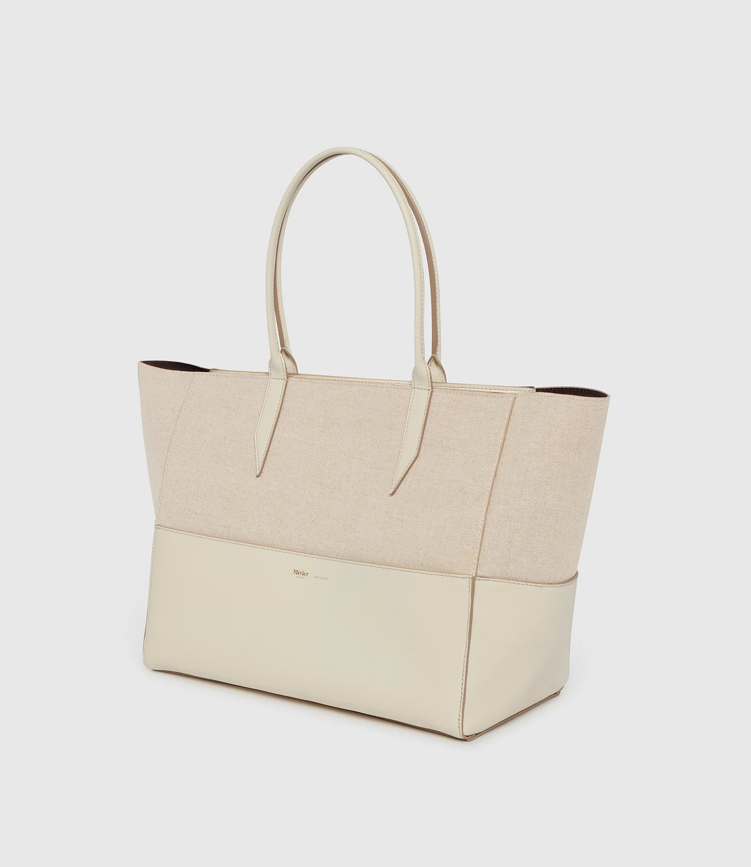 Incognito 36 Cabas Natural Linen With Smooth Calfskin White Sand - Image 2