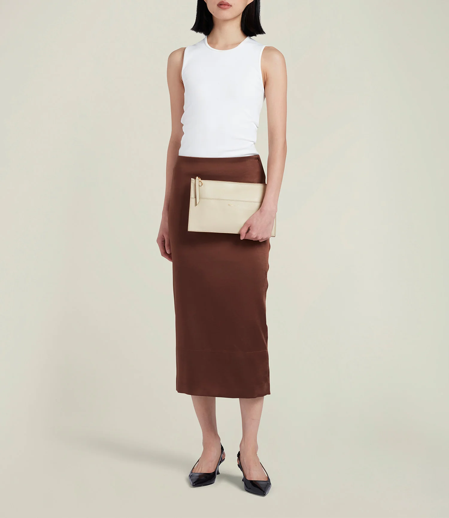 Incognito Clutch Smooth Calfskin White Sand - Image 4