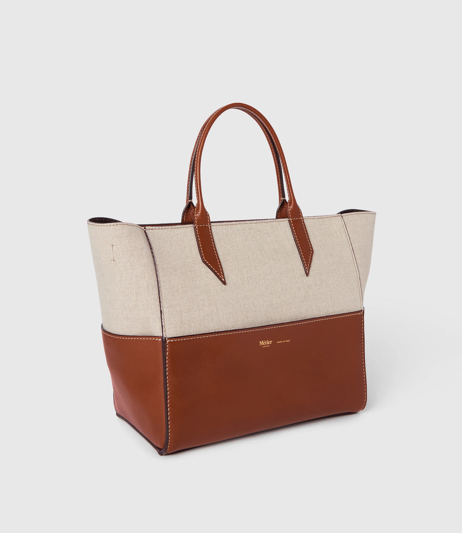 Incognito Crossbody Cabas Natural Linen with Cognac - Image 2