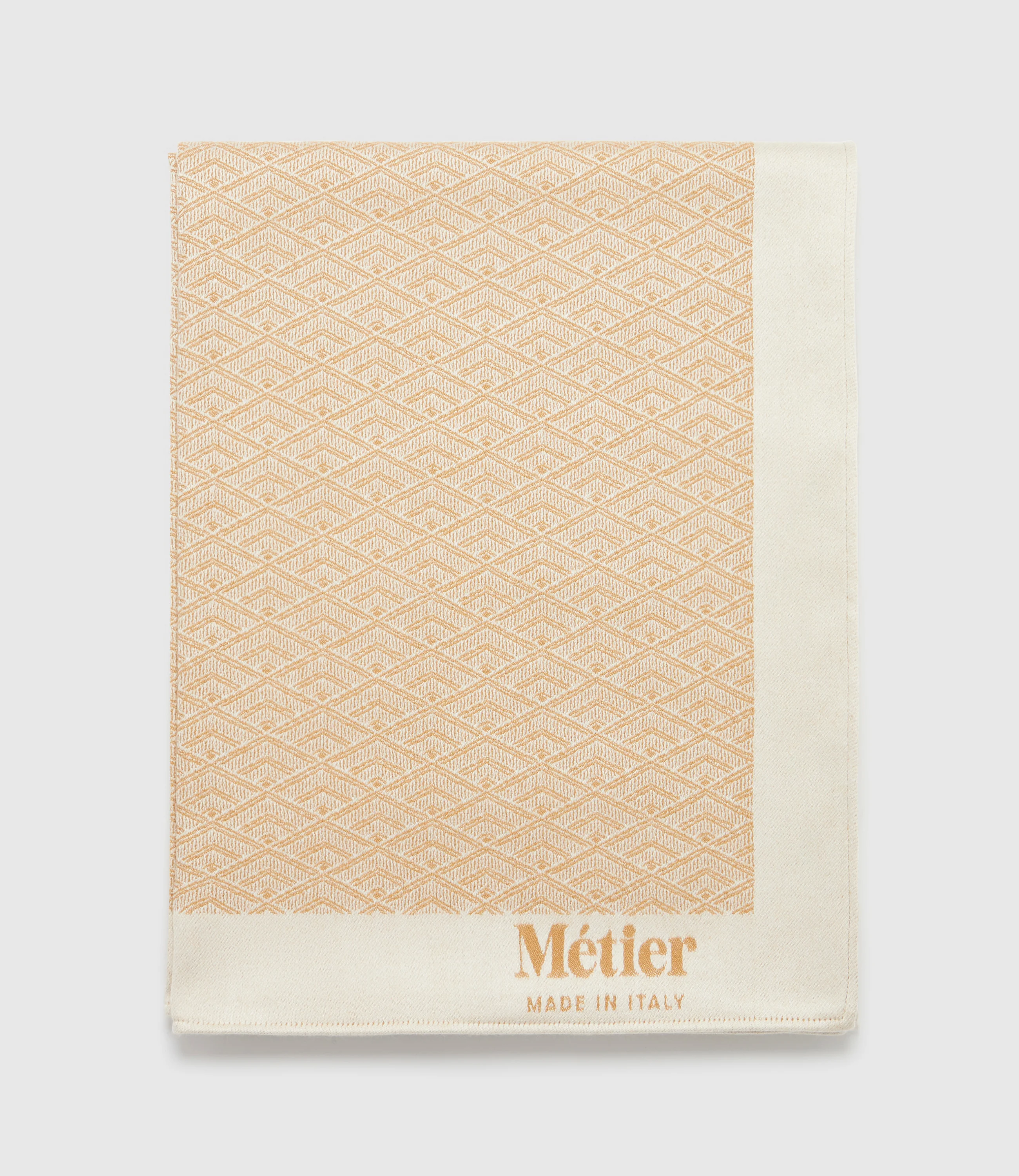 Large Cashmere Throw Camel and White Sand