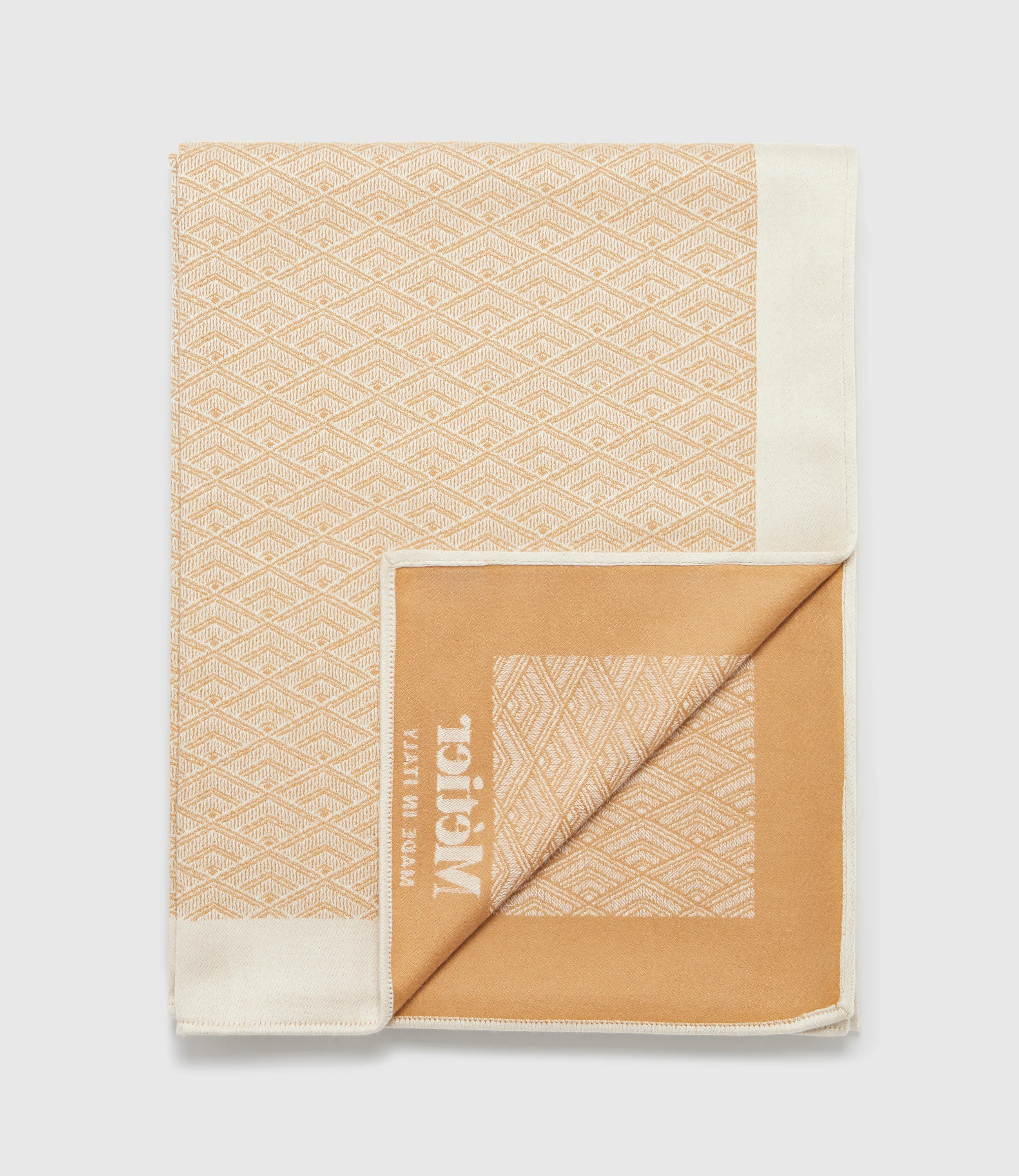 Large Cashmere Throw Camel and White Sand - Image 2