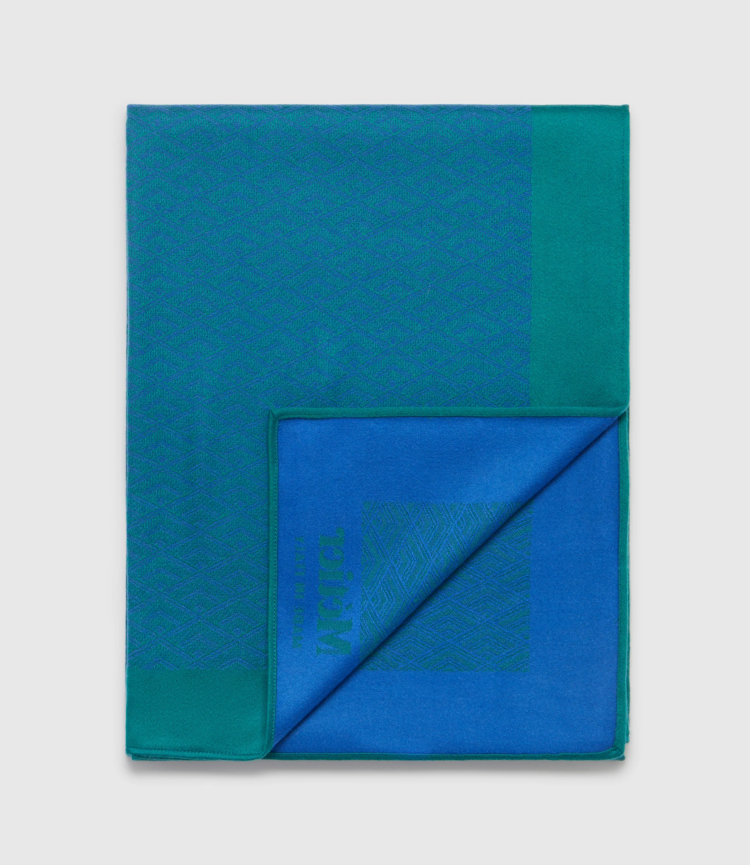 Large Cashmere Throw Yves Blue and Emerald - Image 2