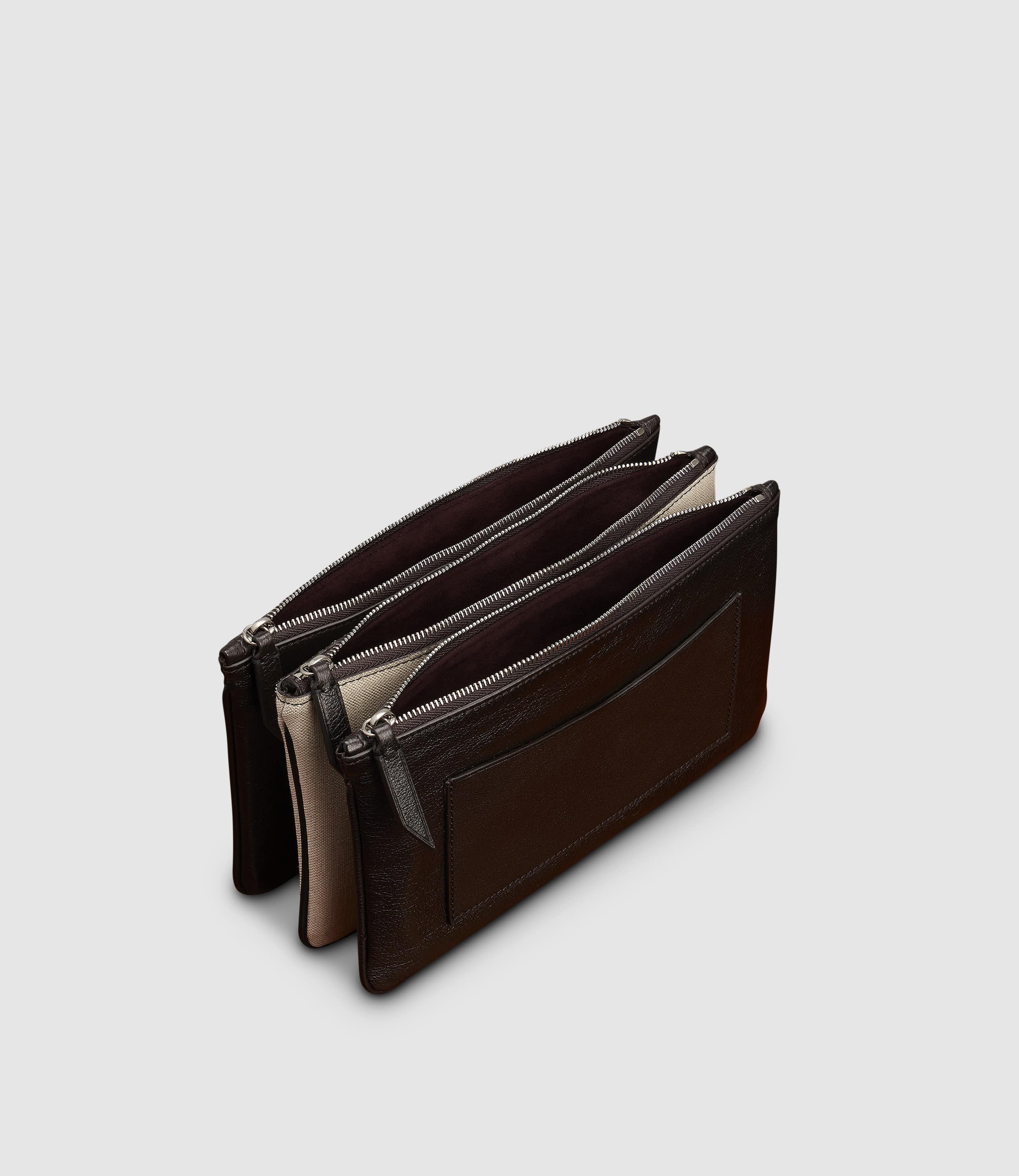 Magnetic Trio Clutch Large Buffalo Natural Linen Cacao - Image 2