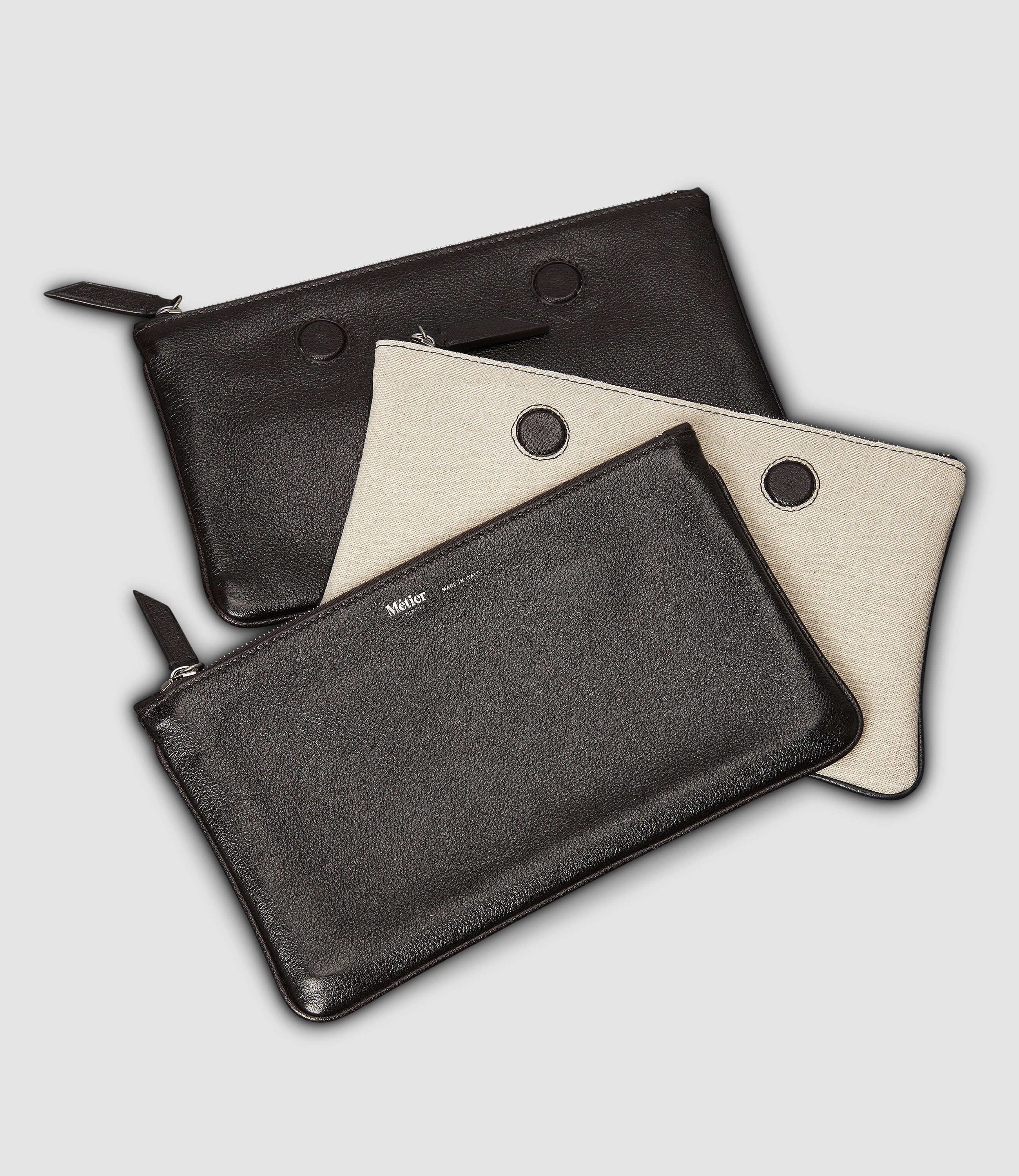 Magnetic Trio Clutch Large Buffalo Natural Linen Cacao - Image 3