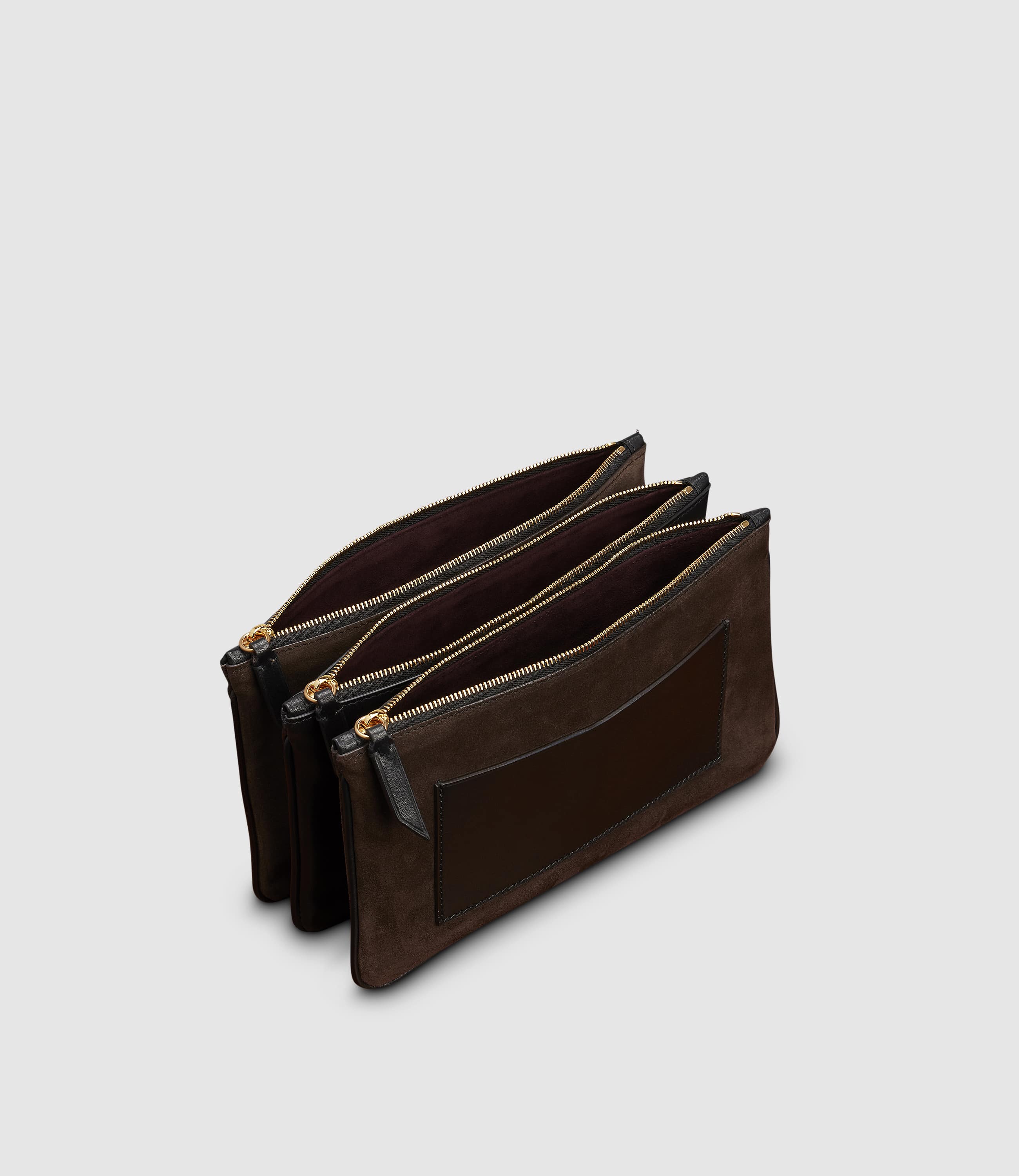 Magnetic Trio Clutch Large Suede Chocolate - Image 2
