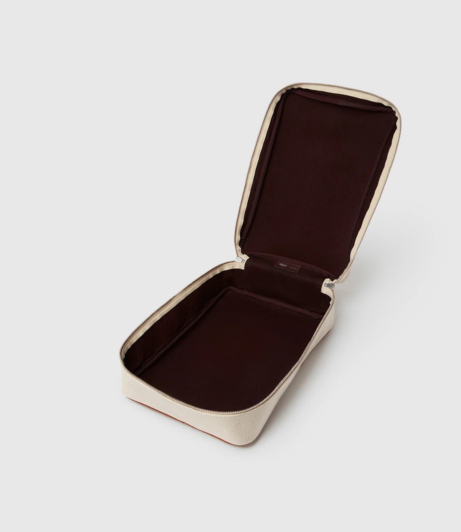 Large Travel Organiser Natural Linen with Cognac - Image 3