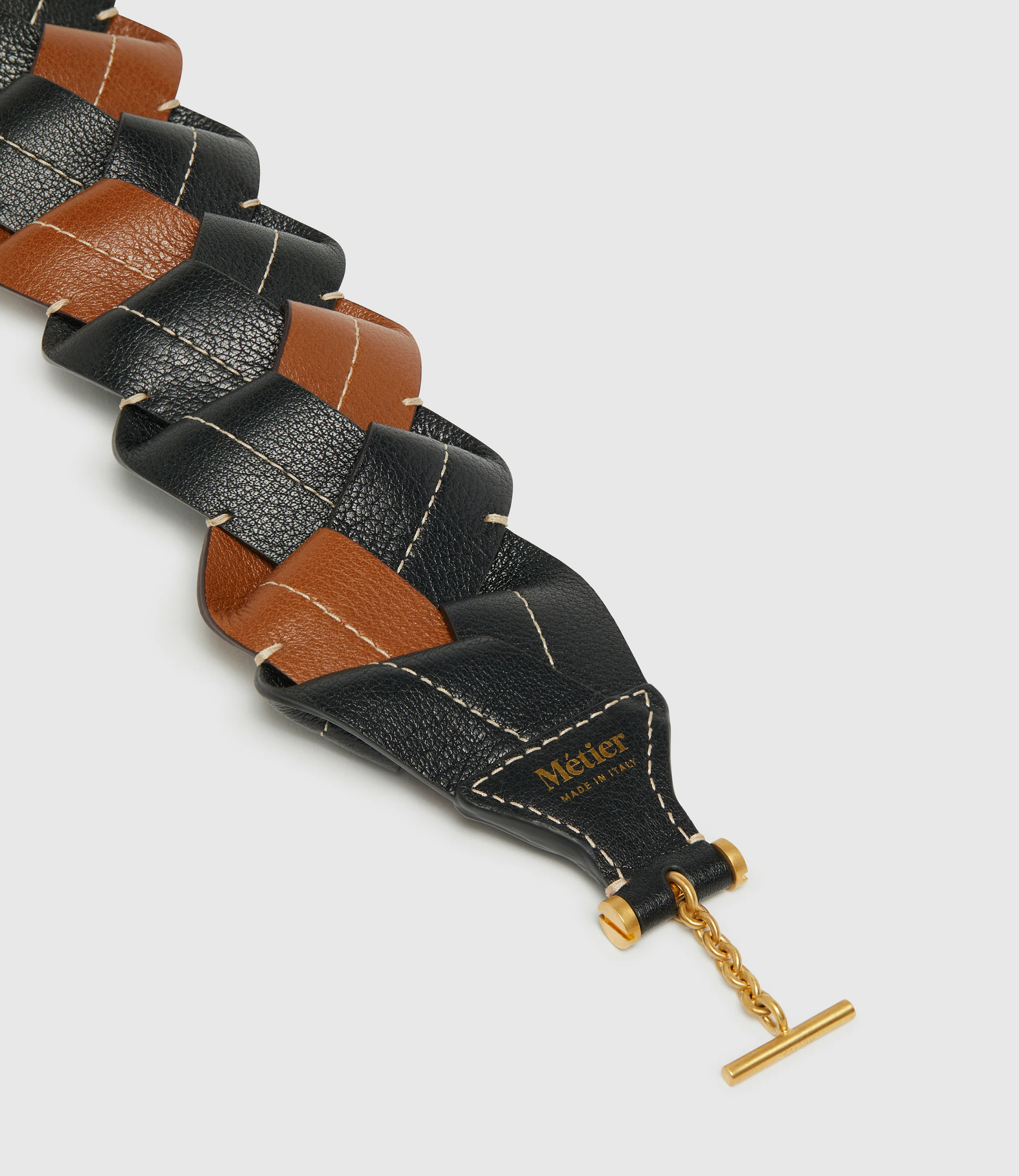 Loose Braided Strap Buffalo Black with Cognac - Image 2