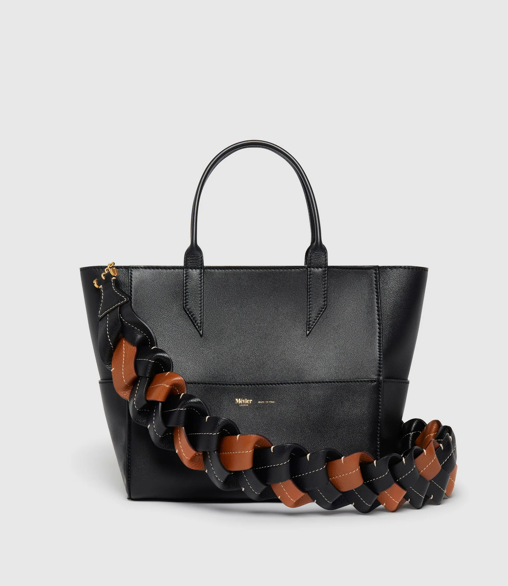 Loose Braided Strap Buffalo Black with Cognac - Image 3