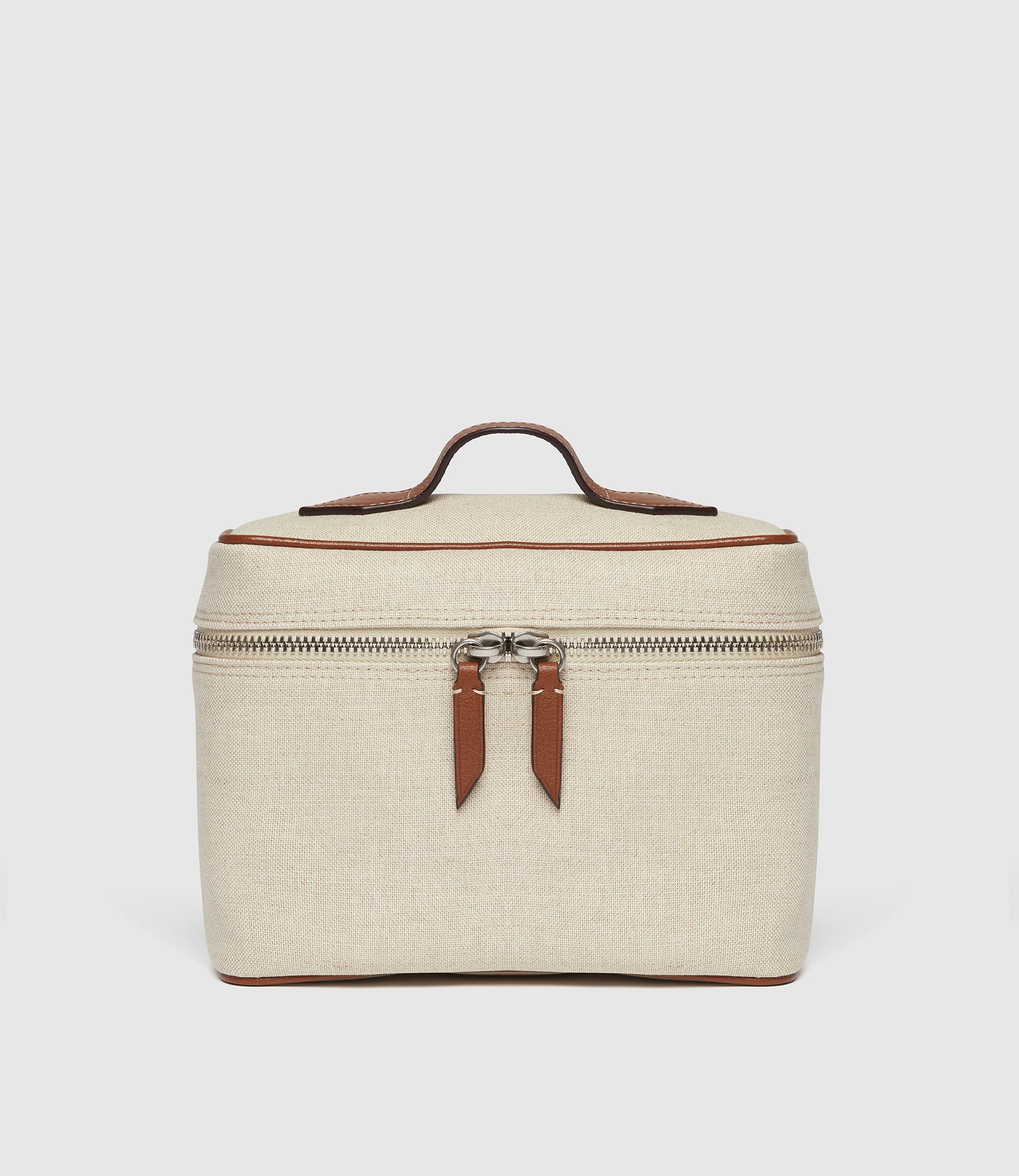 Many Days Toiletry Bag Natural Linen with Cognac