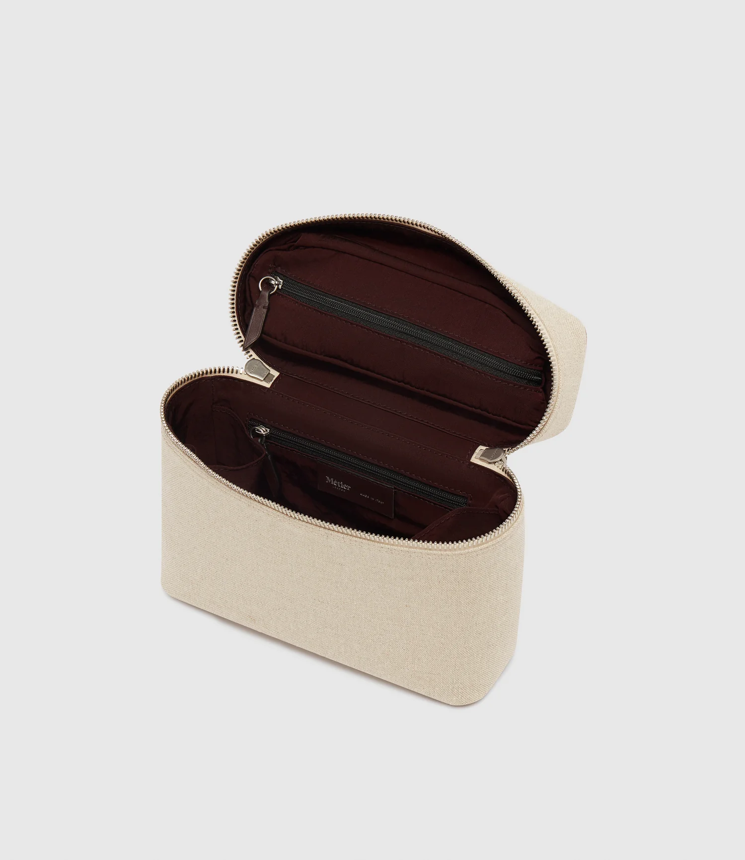 Many Days Toiletry Bag Natural Linen with Cognac - Image 2