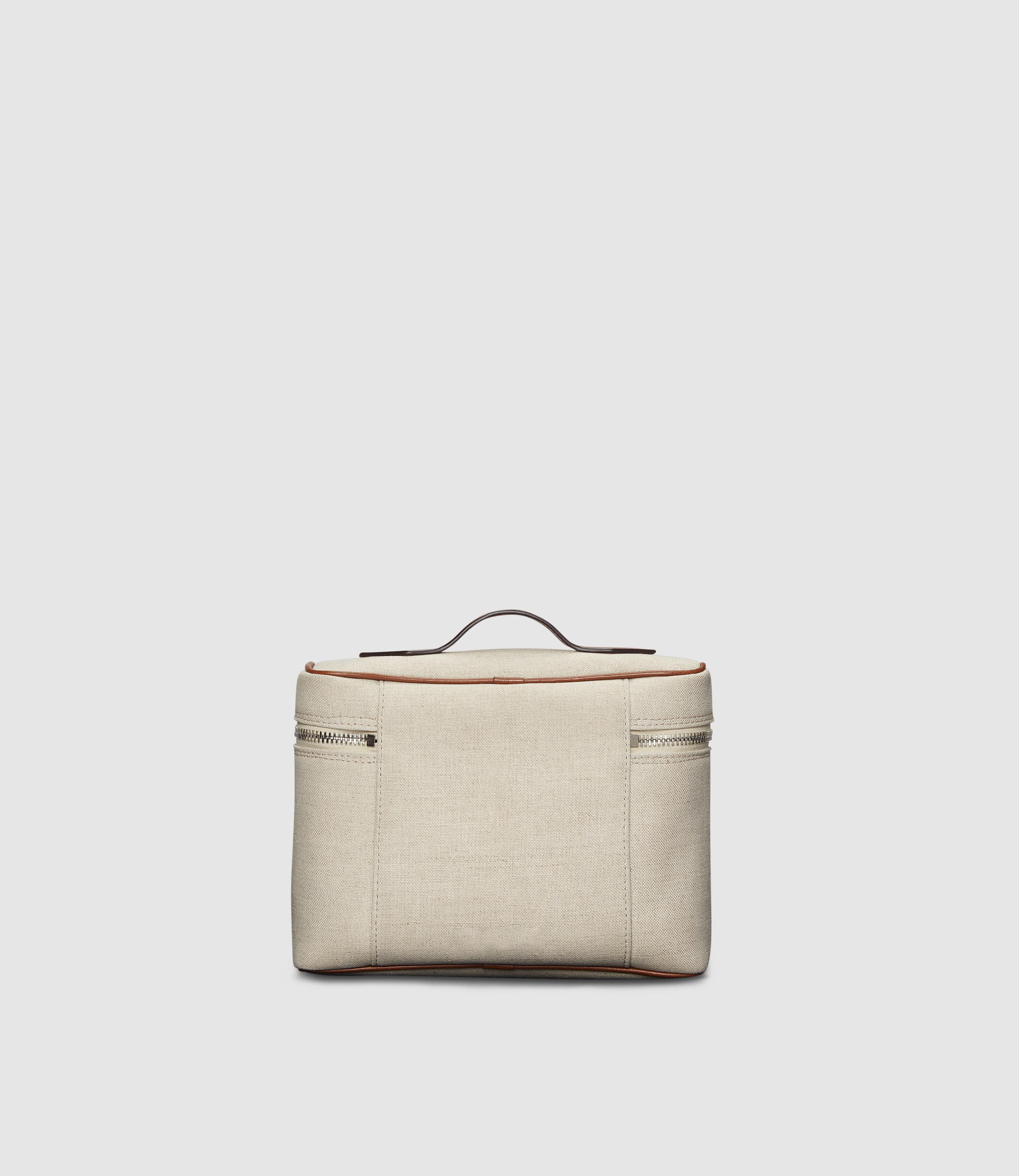 Many Days Toiletry Bag Natural Linen with Cognac - Image 4