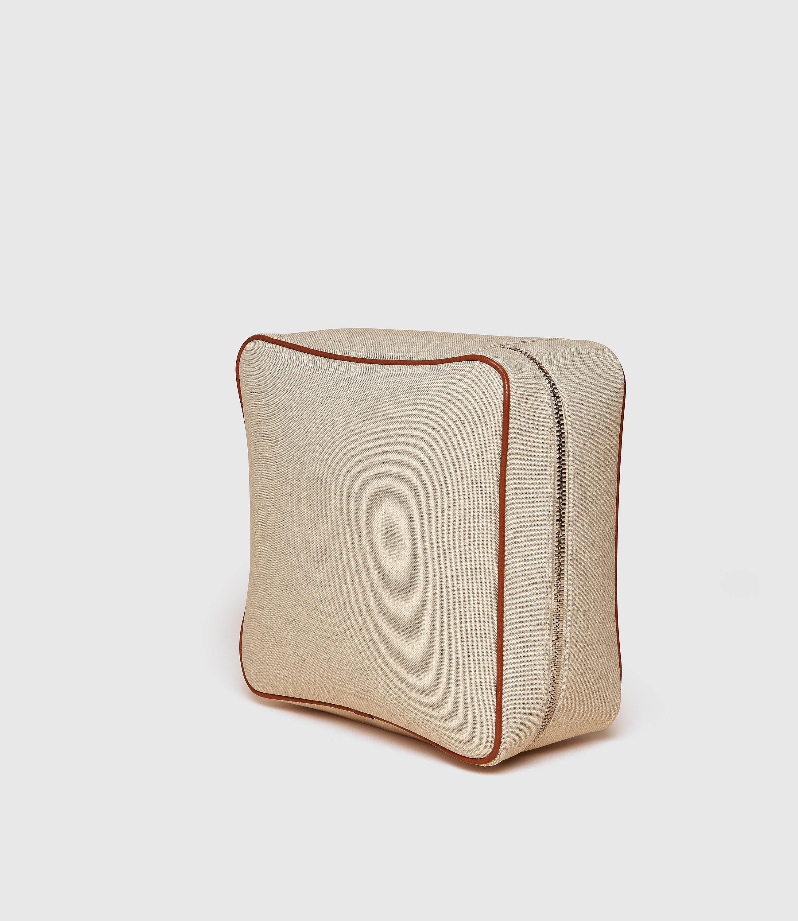 Medium Travel Organiser Natural Linen with Cognac - Image 2