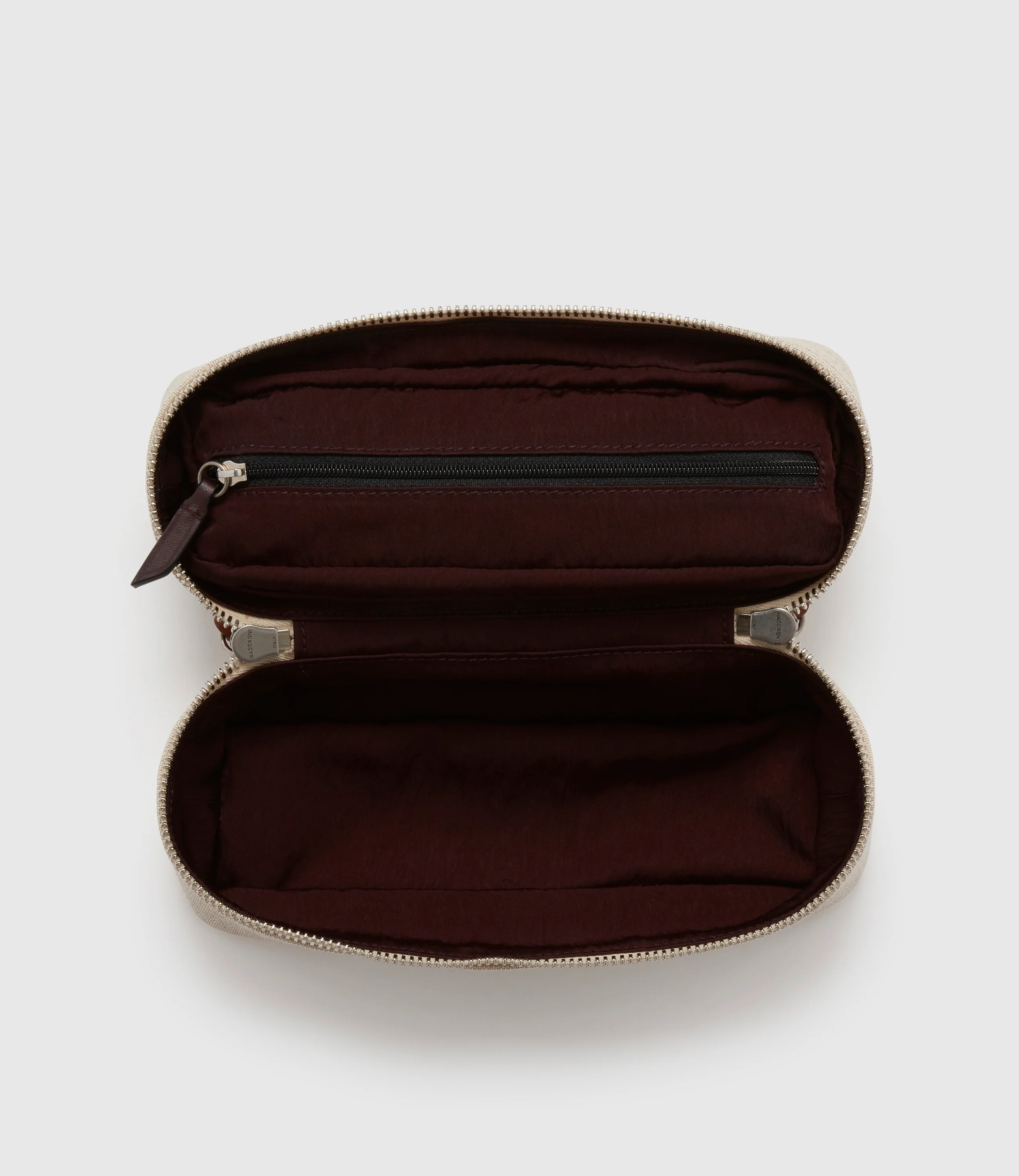 One Day Toiletry Bag Natural Linen with Cognac - Image 4