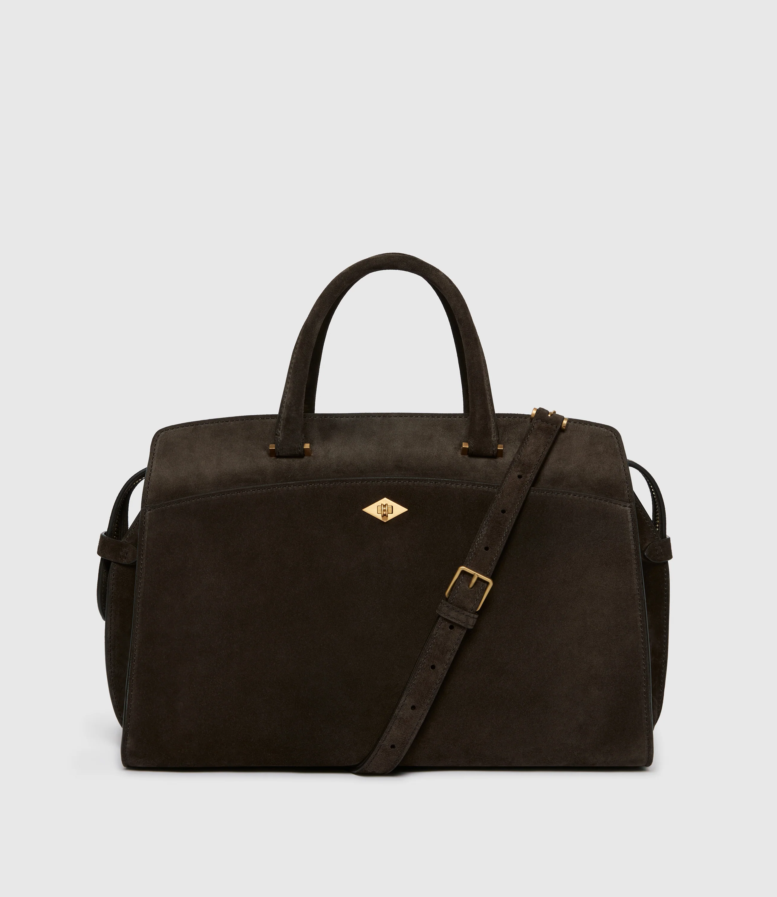 Private Eye Bag with Shoulder Strap Suede Chocolate