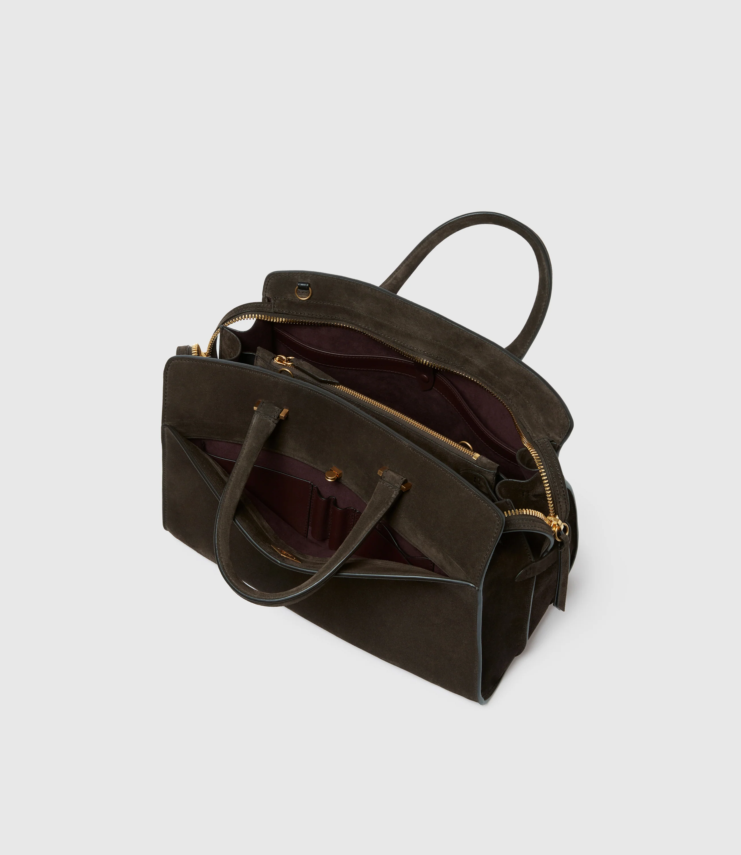 Private Eye Bag with Shoulder Strap Suede Chocolate - Image 3