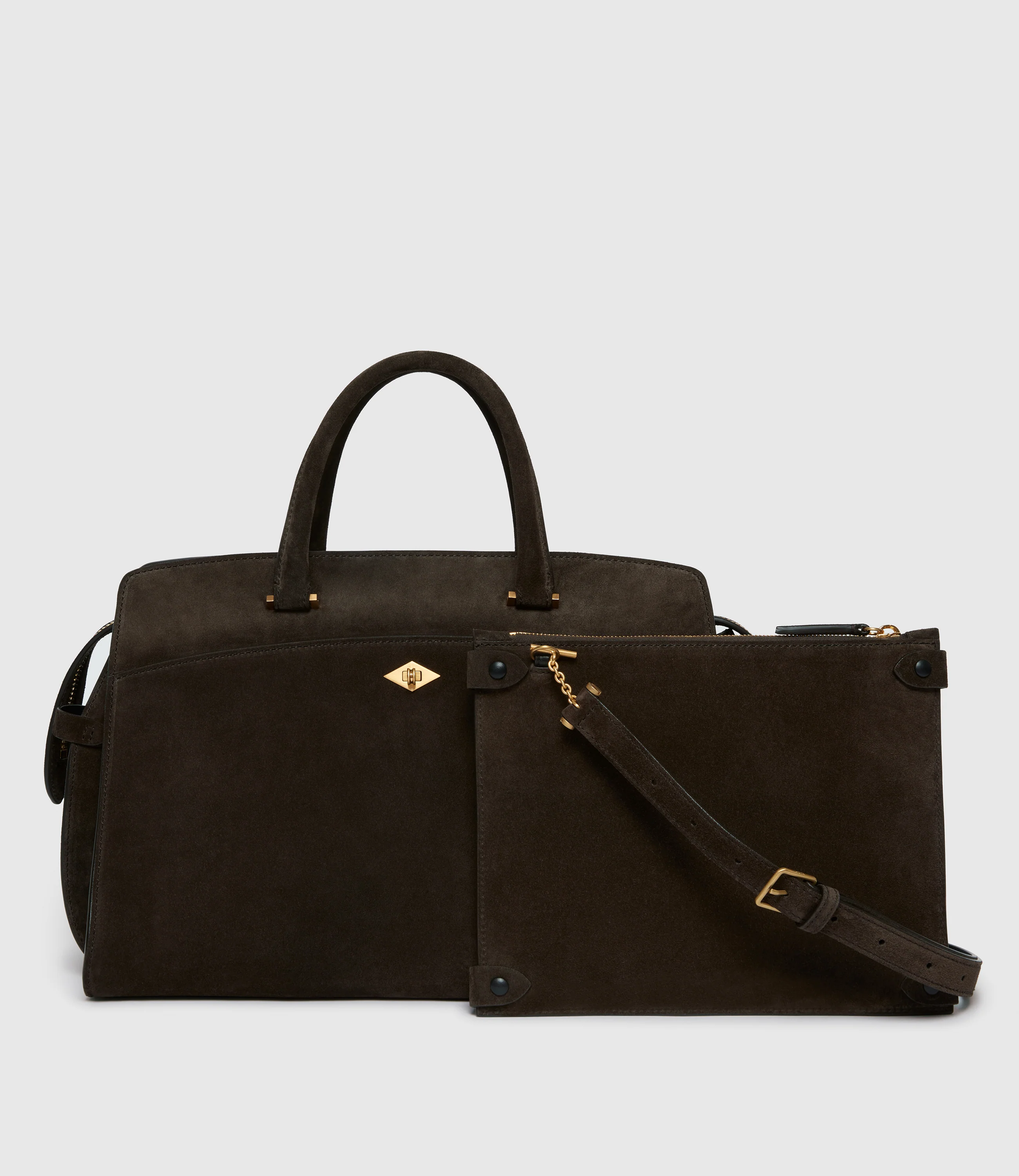 Private Eye Bag with Shoulder Strap Suede Chocolate - Image 6