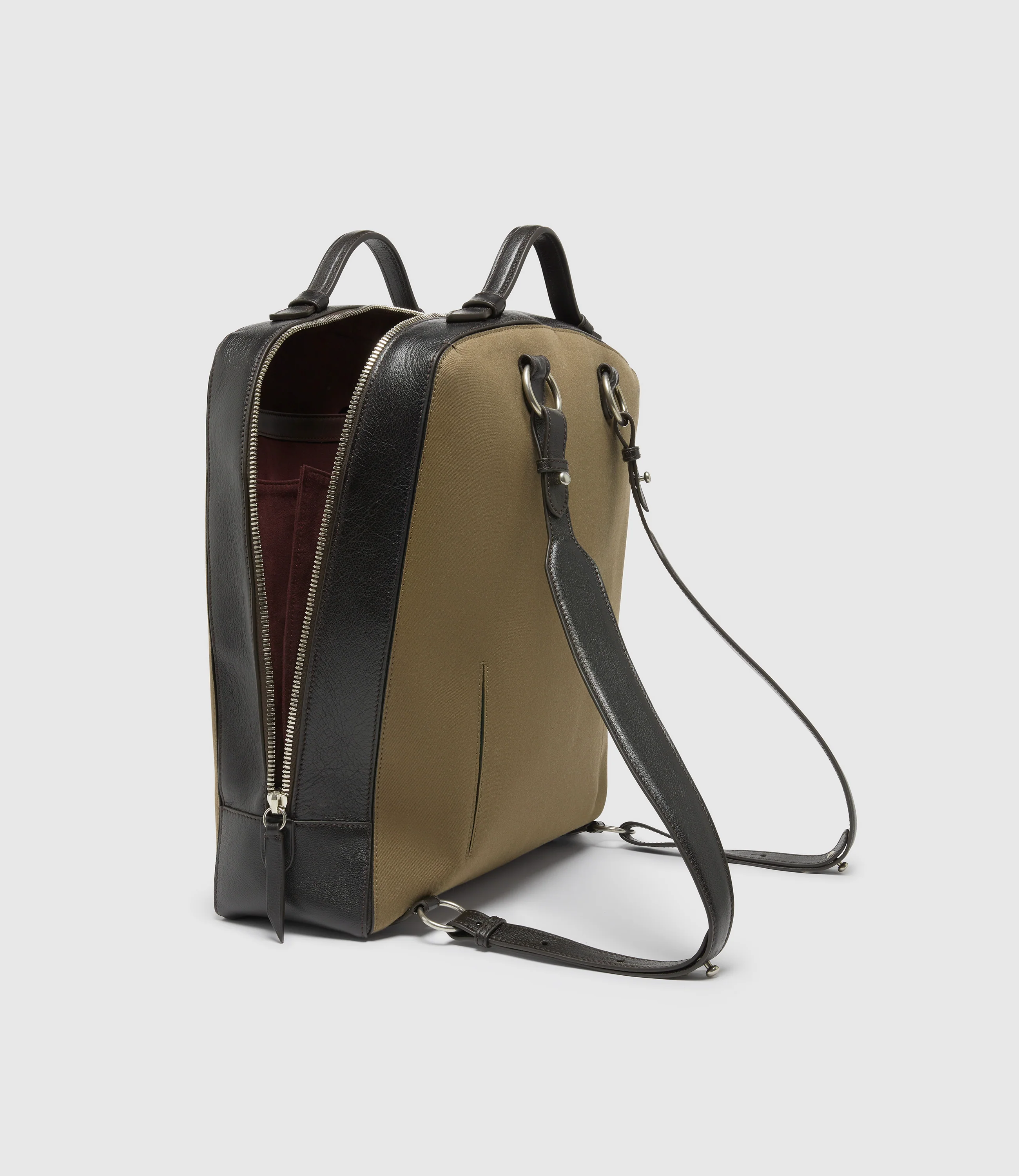 Rider Backpack Military Twill Khaki with Cacao - Image 2