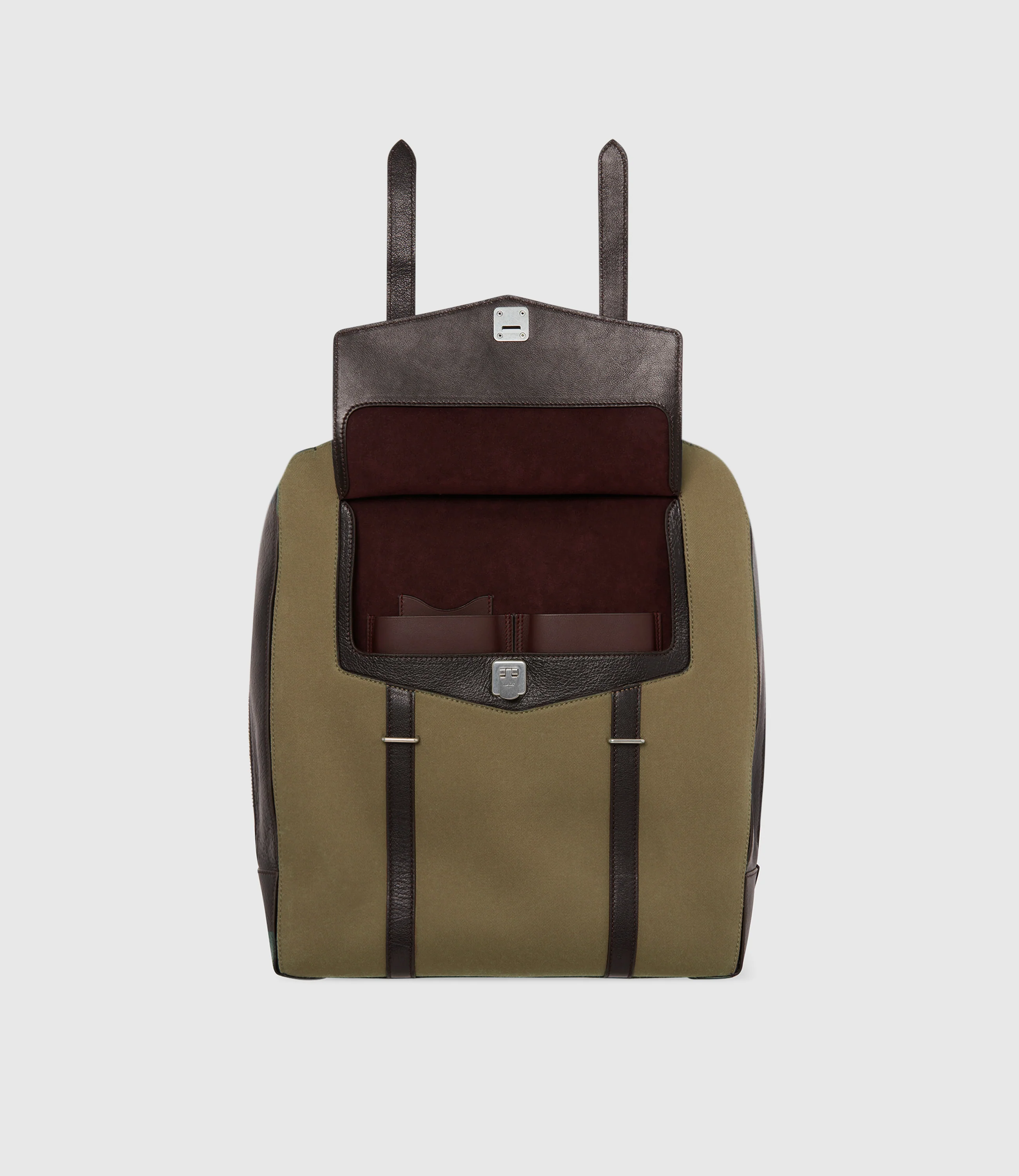 Rider Backpack Military Twill Khaki with Cacao - Image 3