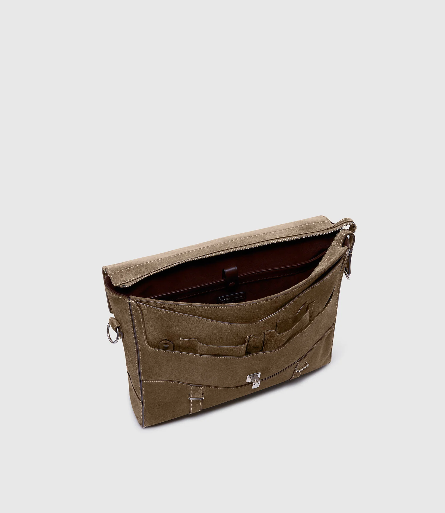 Rider Briefcase Suede Khaki - Image 3