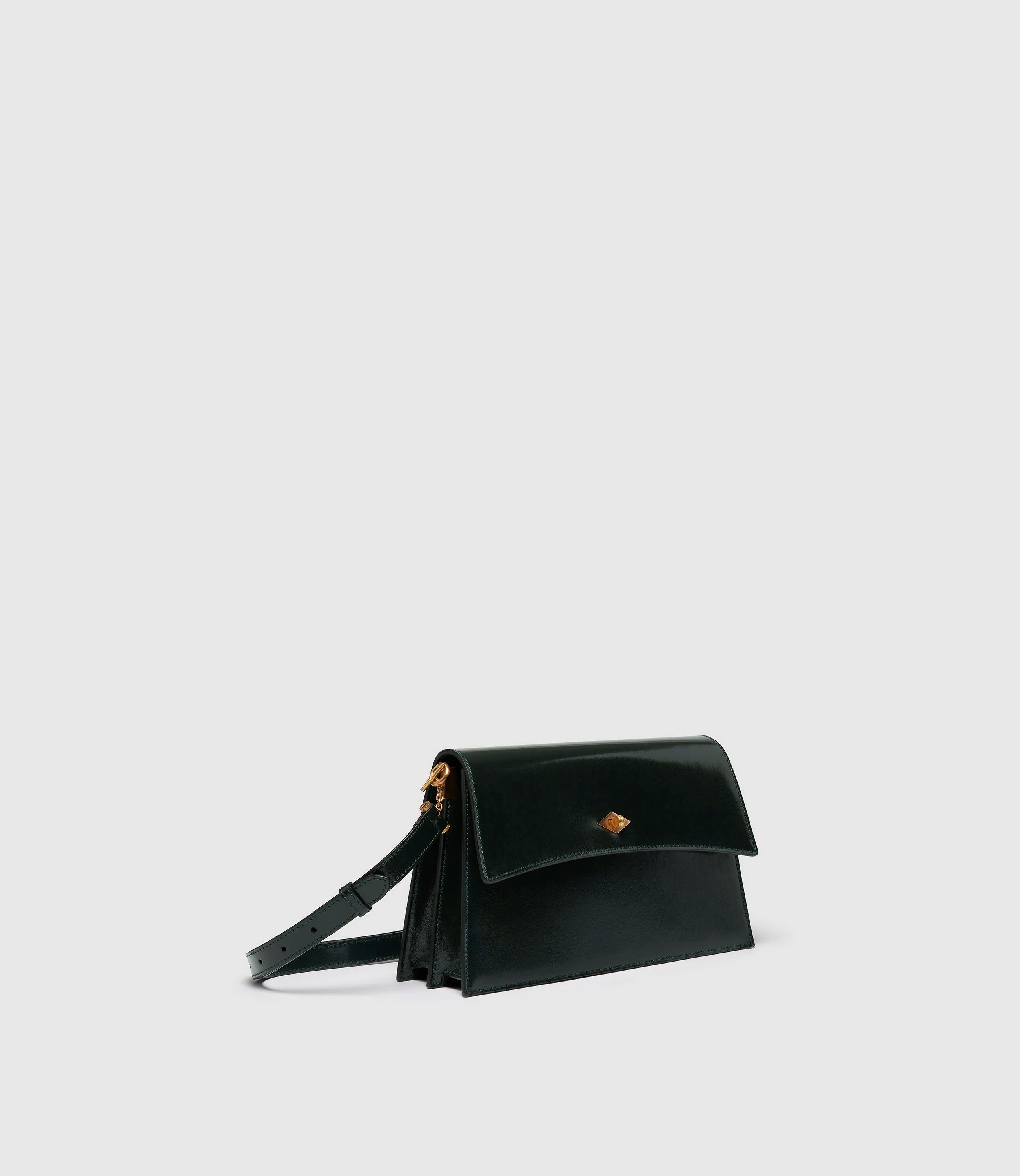Roma Shoulder Bag Glossy Calfskin Forest Green - Image 2