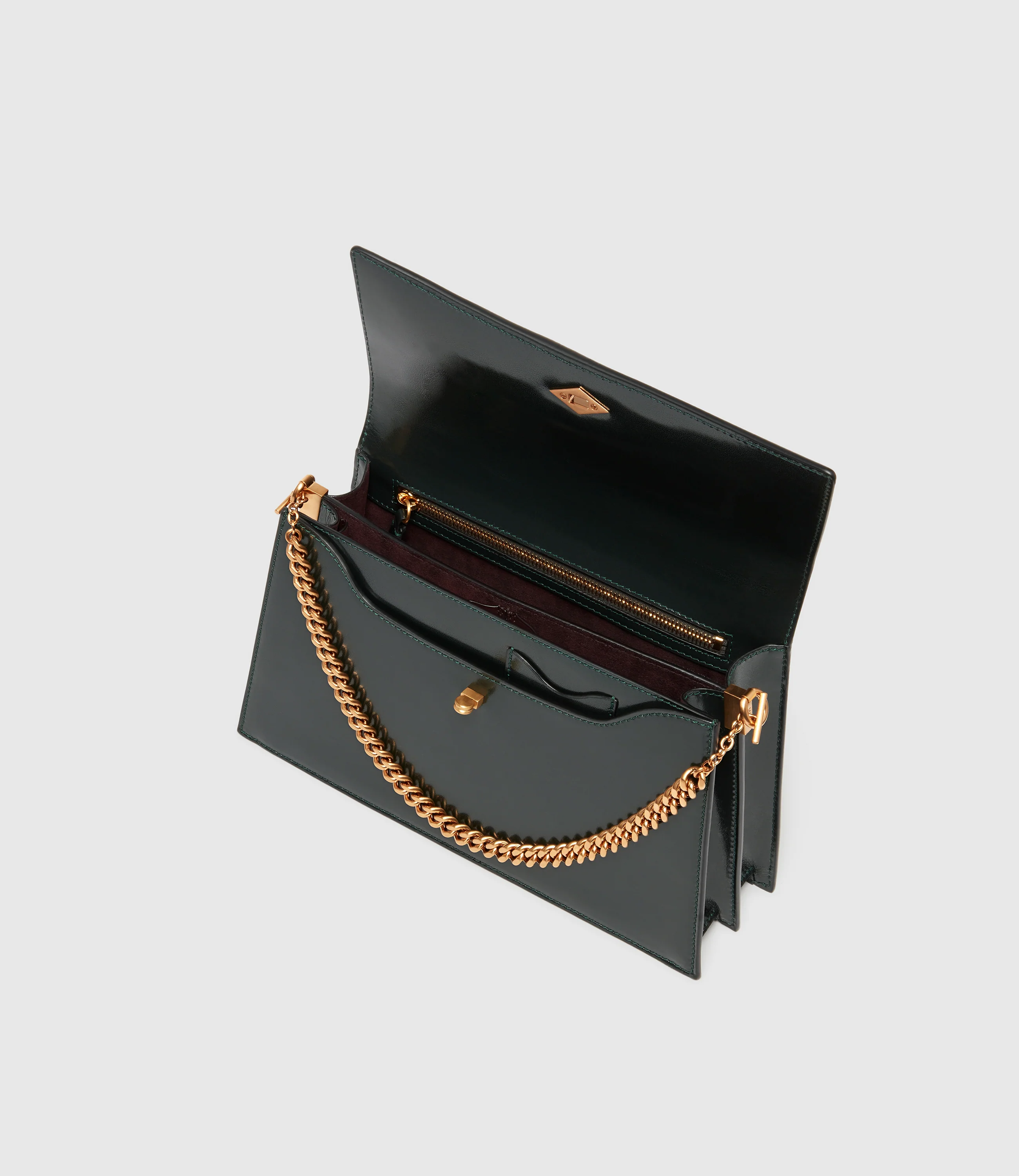 Roma Shoulder Bag Glossy Calfskin Forest Green - Image 3