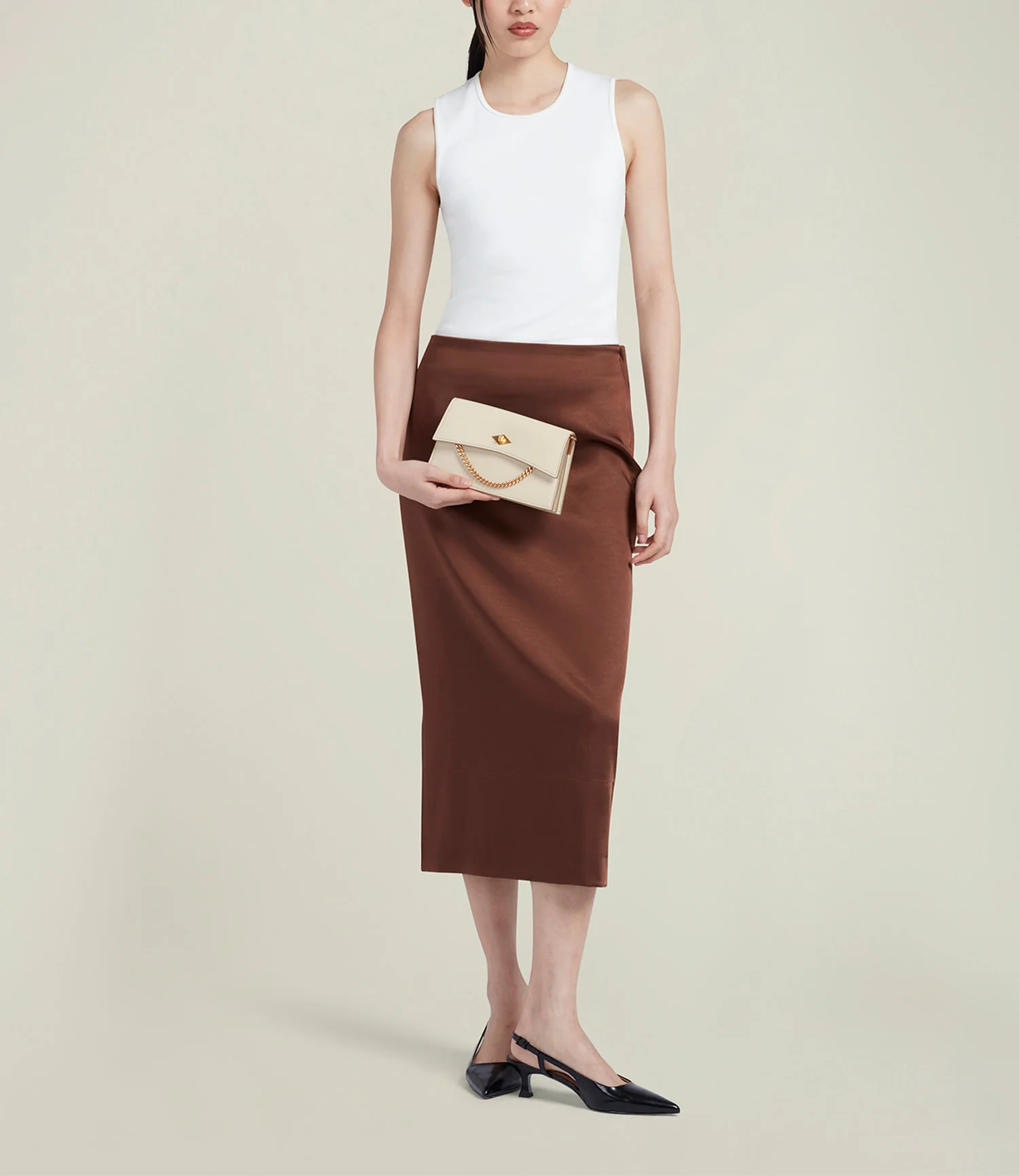 Roma Mini Clutch Smooth Calfskin White Sand - Image 4