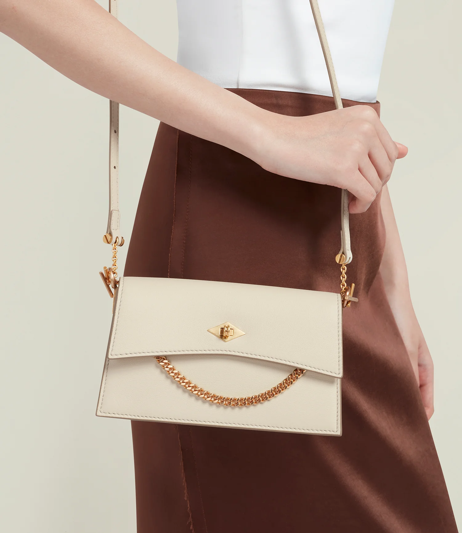Roma Mini Clutch Smooth Calfskin White Sand - Image 5