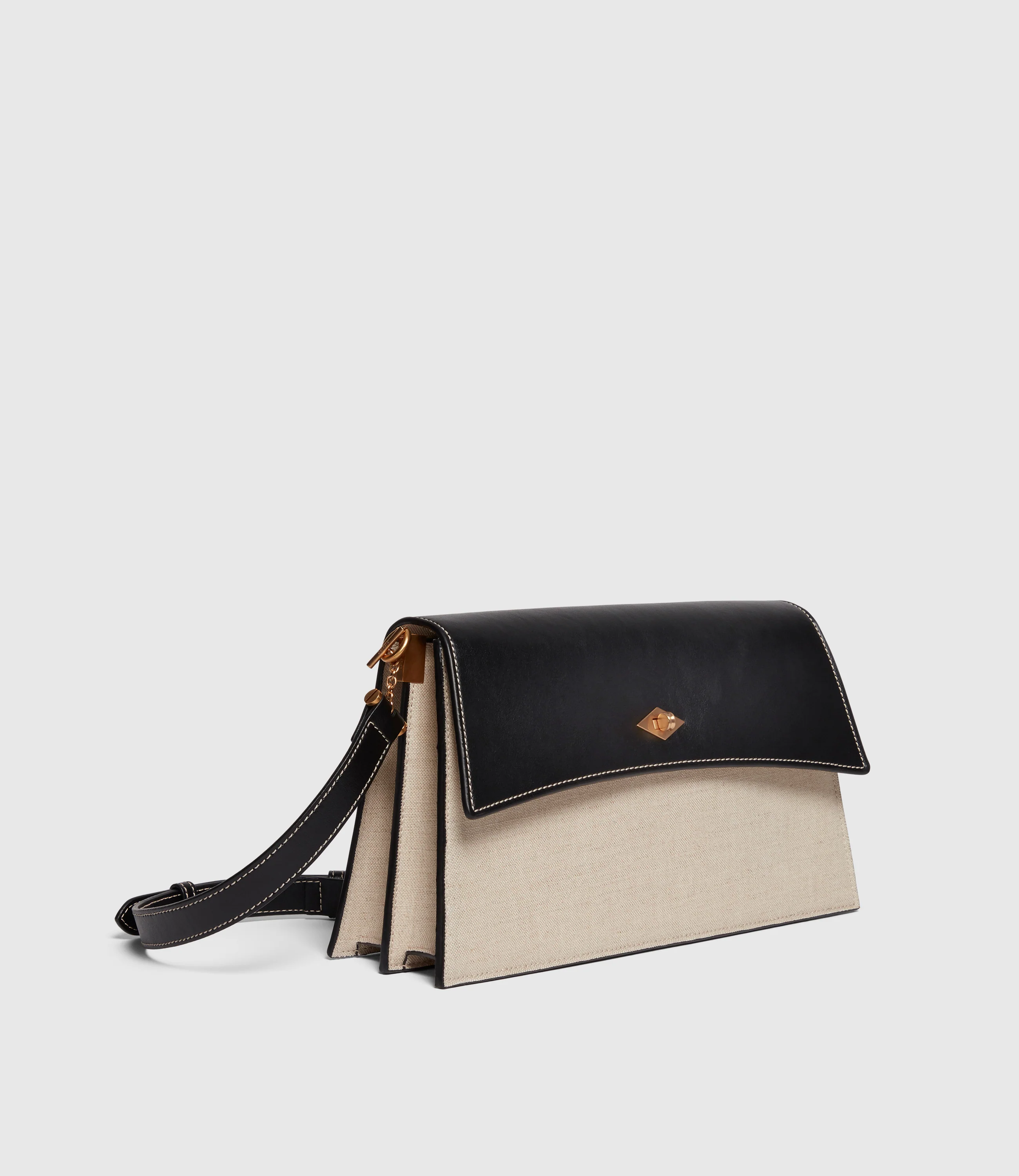 Roma Shoulder Bag Natural Linen and Apple Leather - Image 2