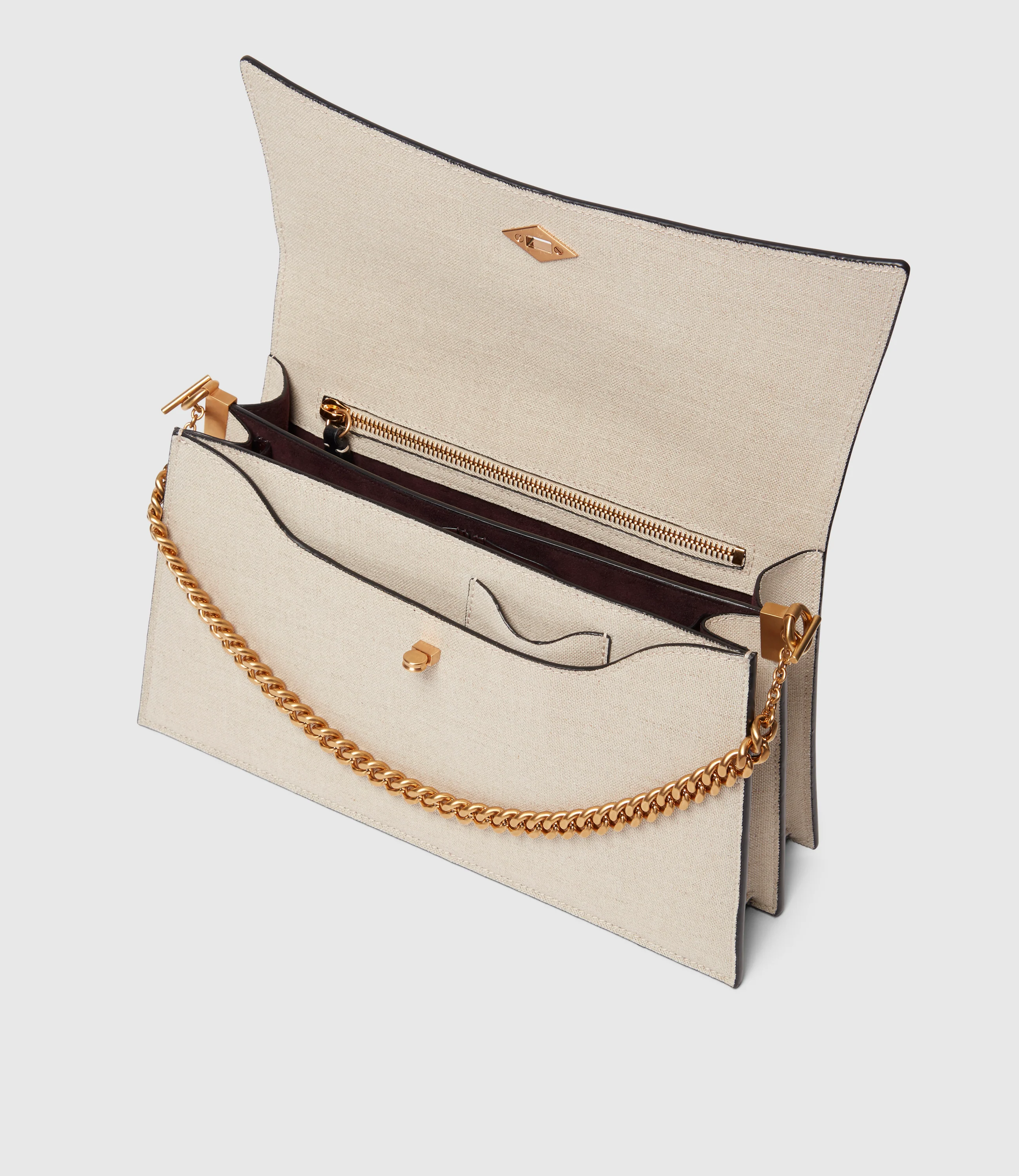 Roma Shoulder Bag Natural Linen and Apple Leather - Image 3
