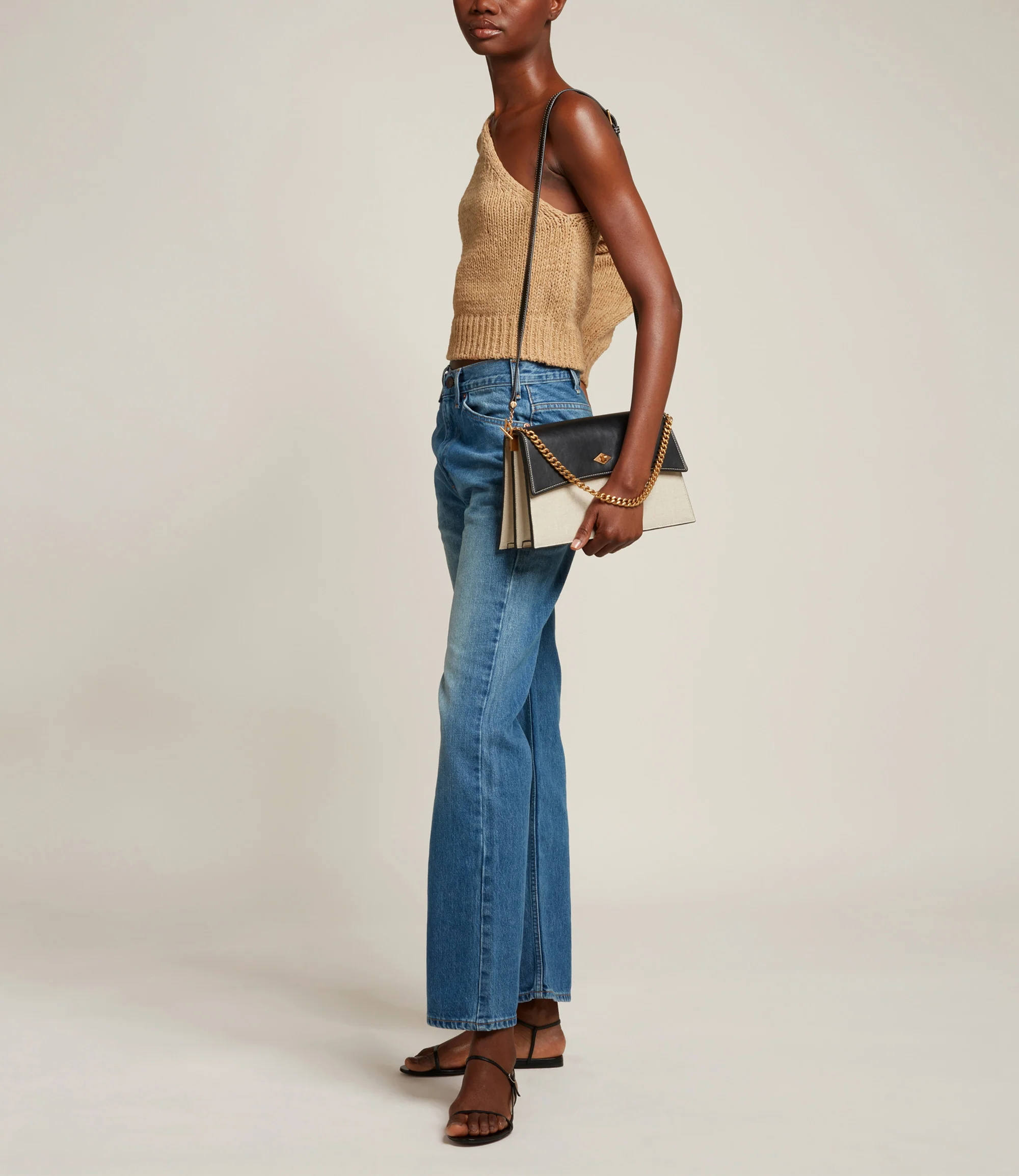 Roma Shoulder Bag Natural Linen and Apple Leather - Image 5