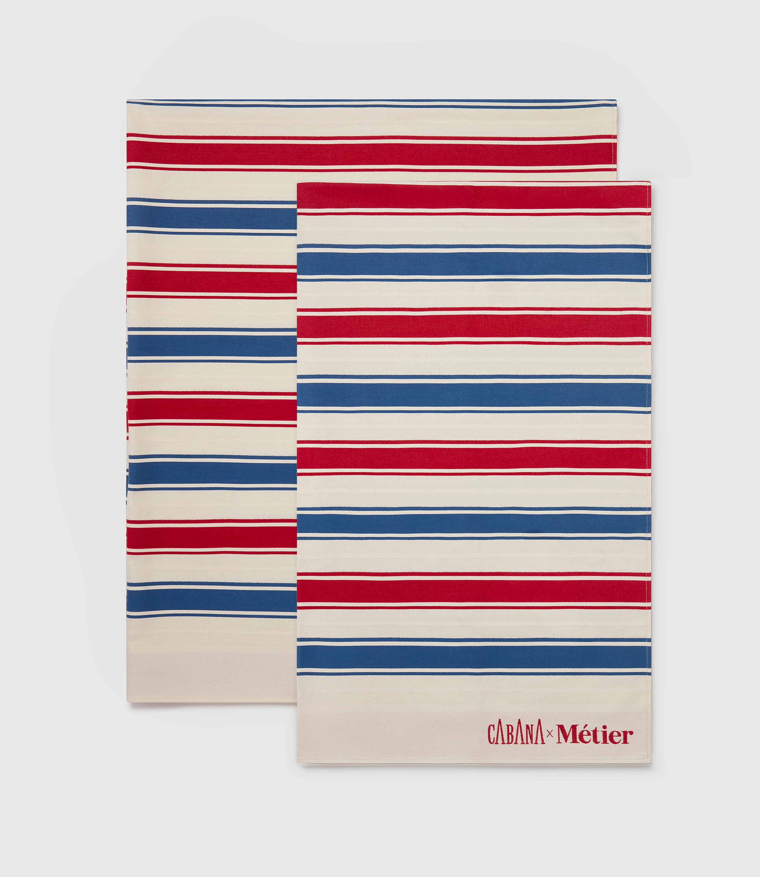 Small Beach Blanket Sustainable Cotton Red and Blue Stripe - Image 3