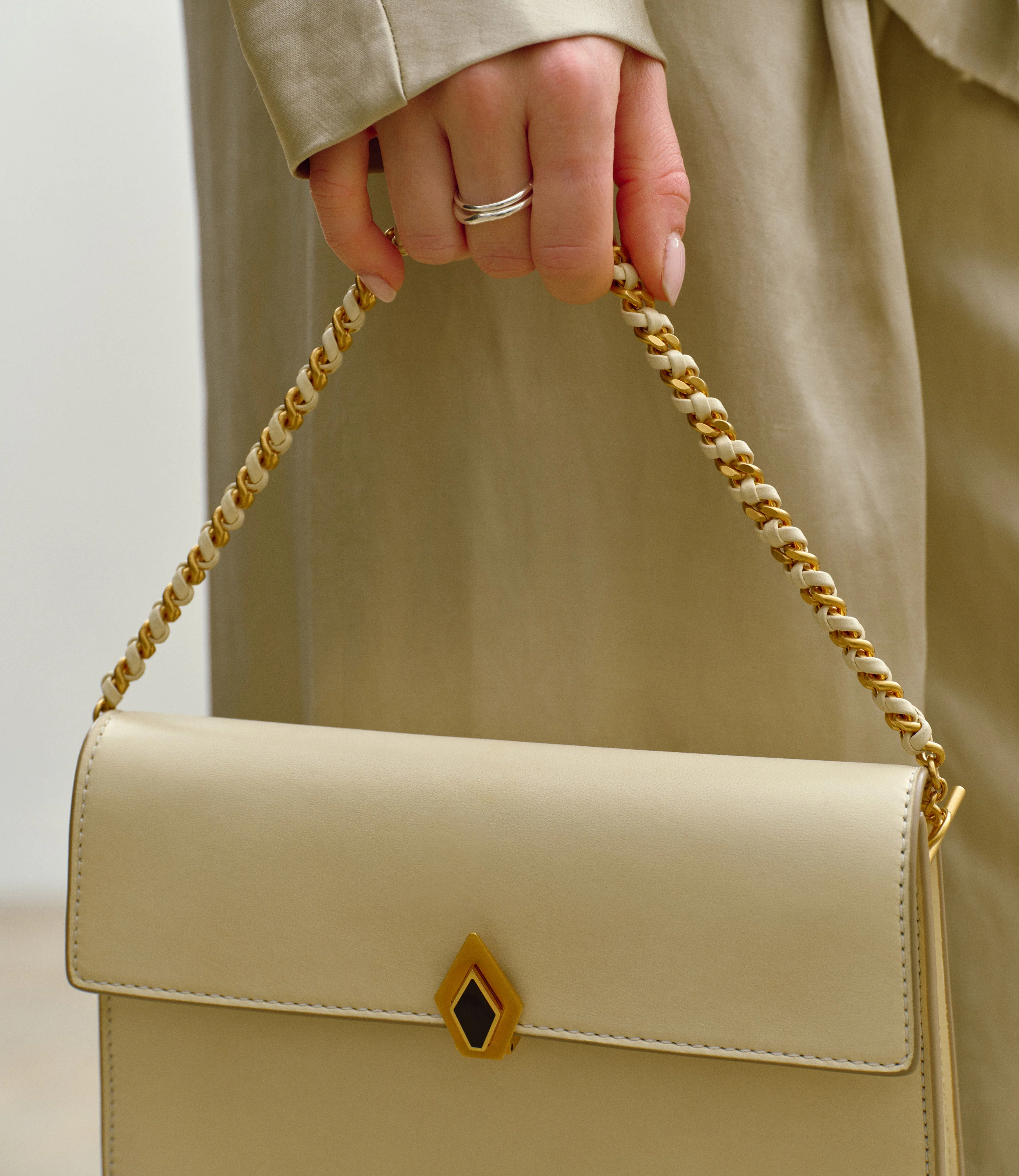 Small Chain Strap Buttery Nappa Crème with Gold Hardware - Image 2