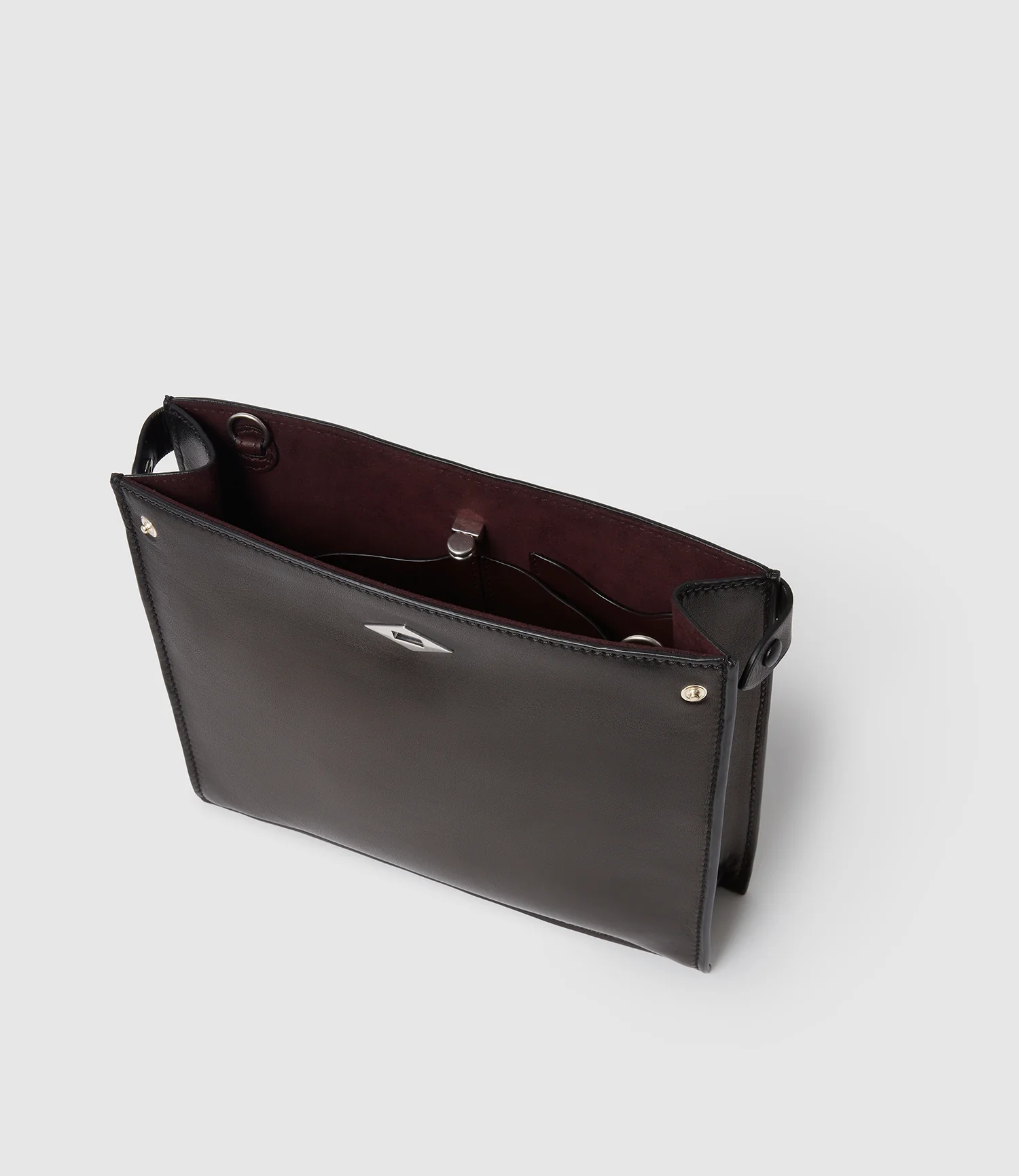 Stowaway Crossbody Buttery Nappa Black with Silver Hardware - Image 3