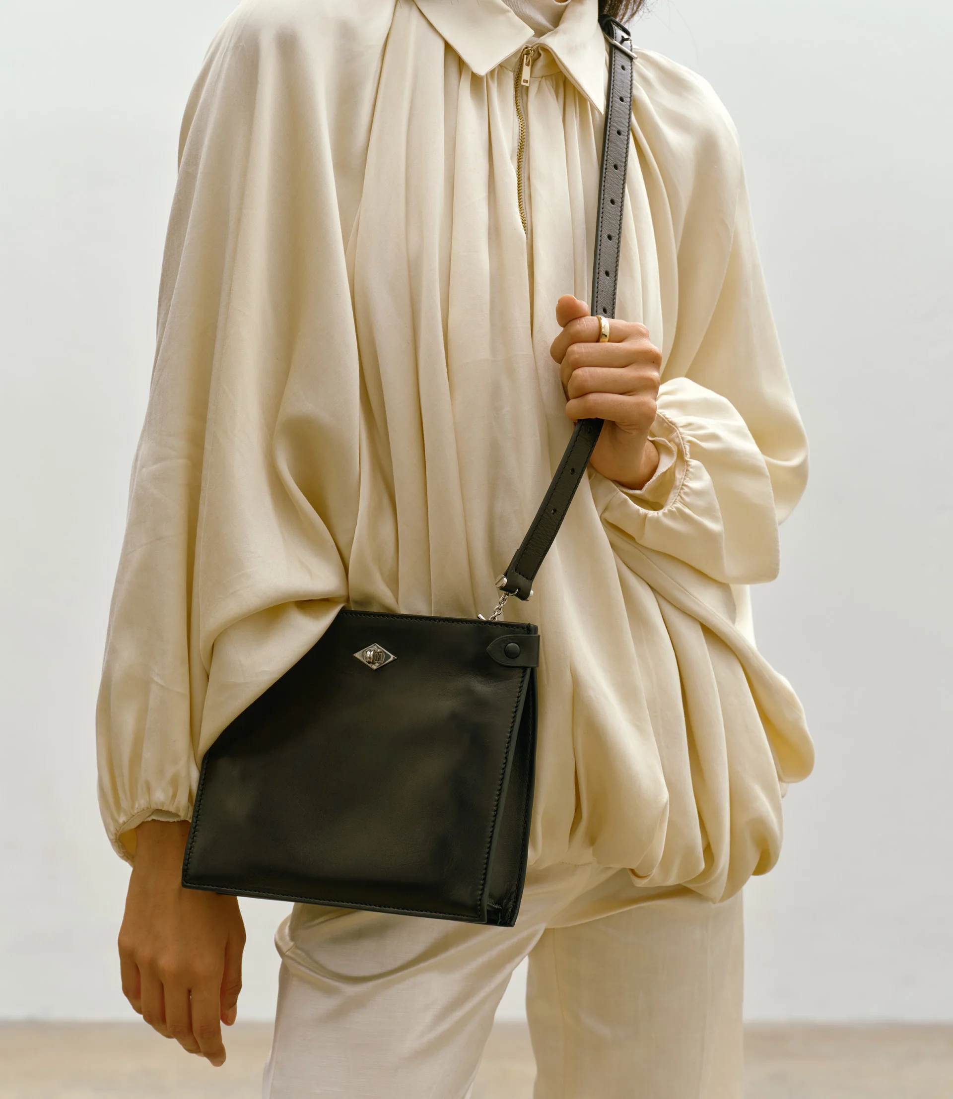 Stowaway Crossbody Buttery Nappa Black with Silver Hardware - Image 5