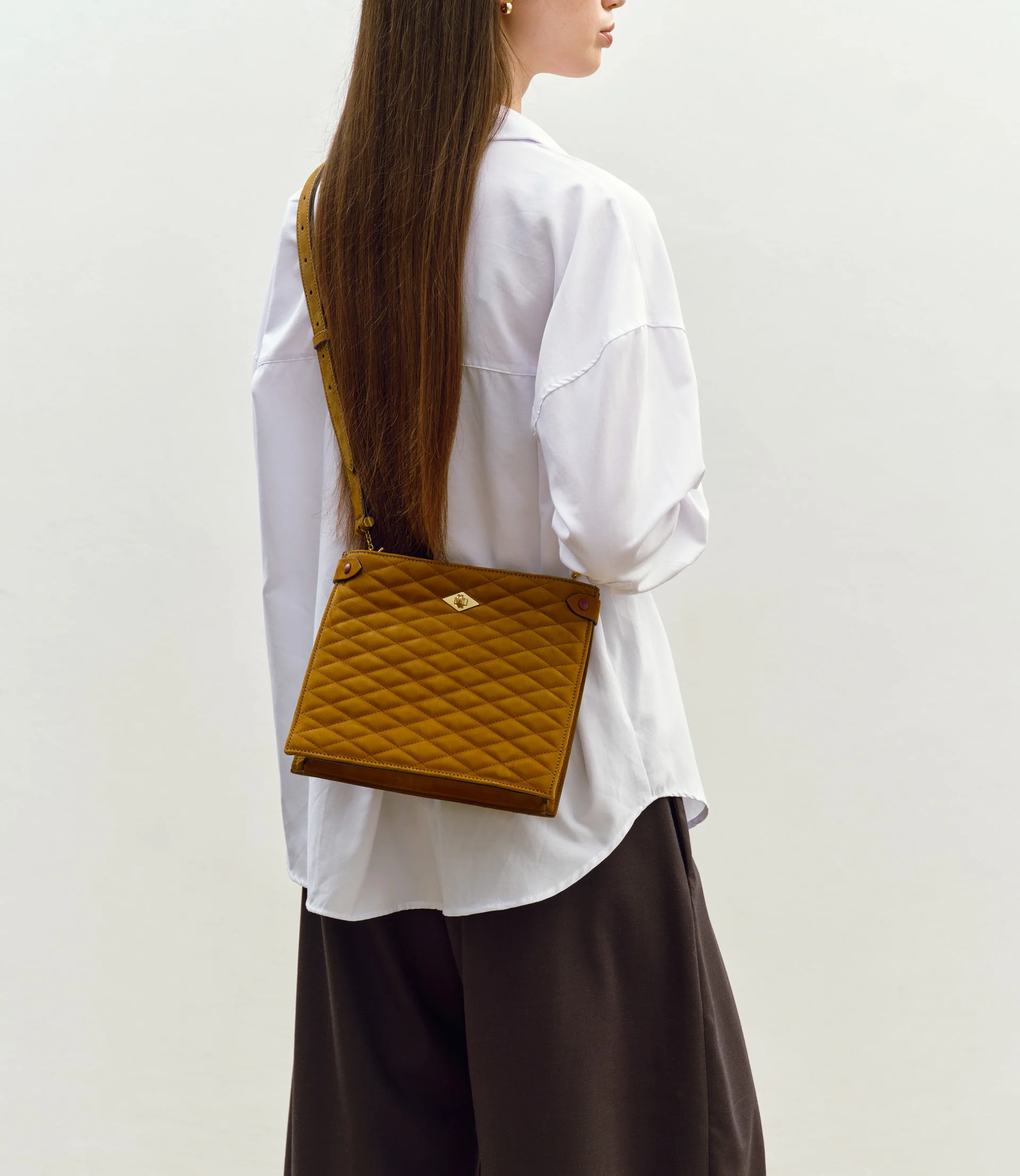 Stowaway Crossbody Buttery Suede Diamond Quilt Marrakech - Image 2