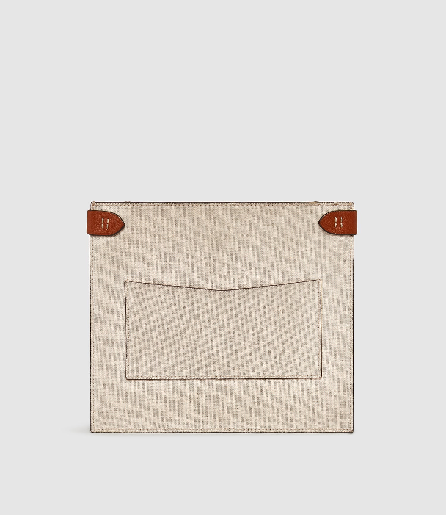 Stowaway Crossbody Natural Linen with Cognac Silver Hardware - Image 4
