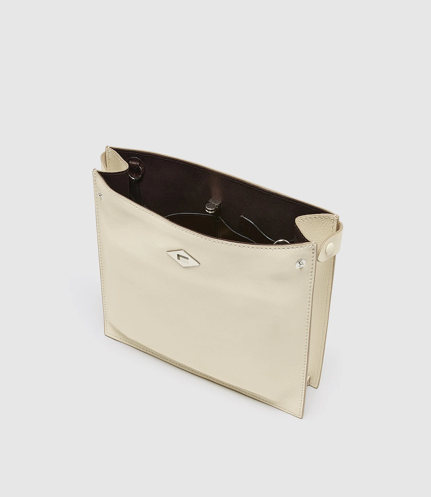 Stowaway Crossbody Smooth Calfskin White Sand with Silver Hardware - Image 3