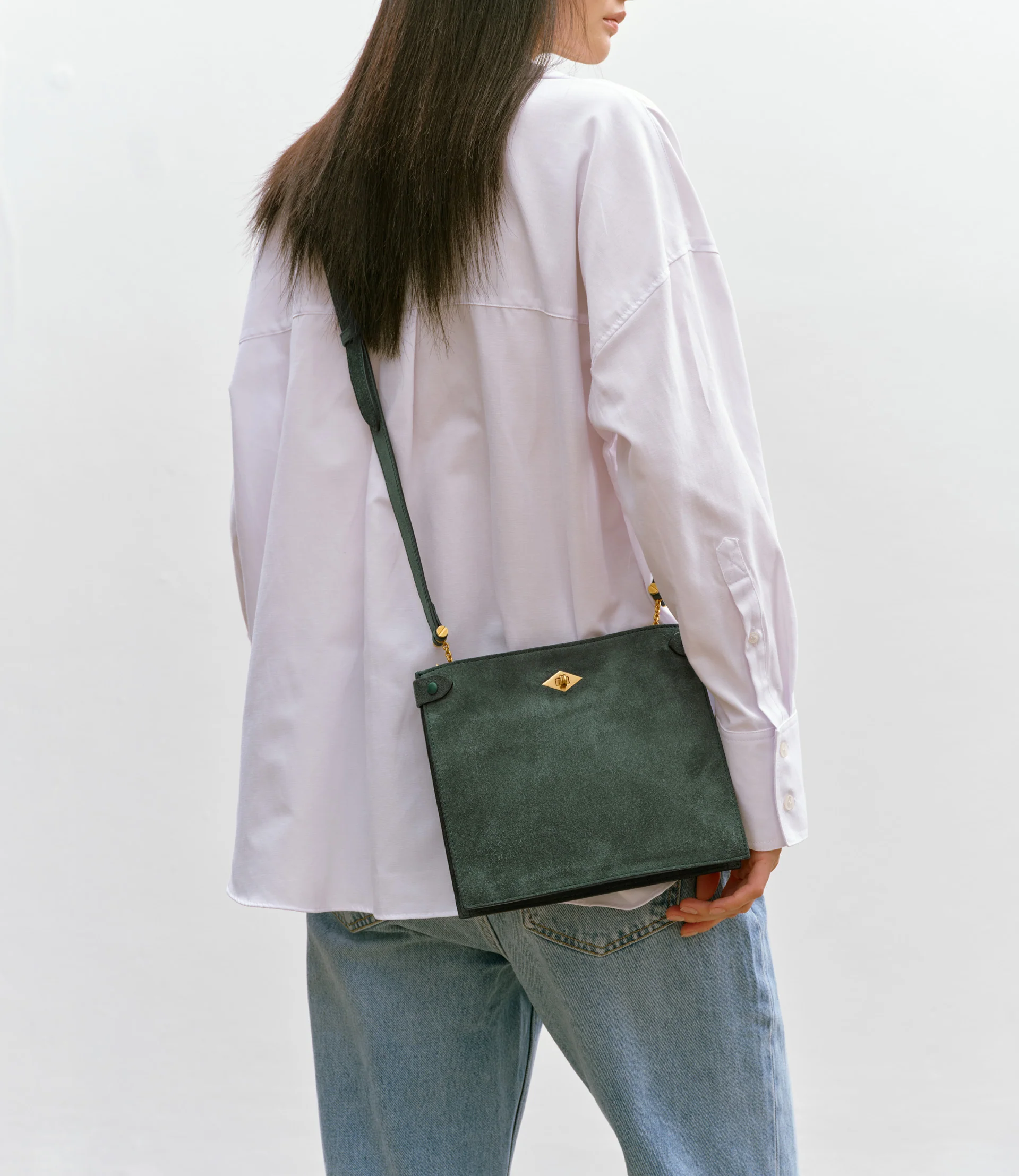 Stowaway Crossbody Suede Emerald - Image 2