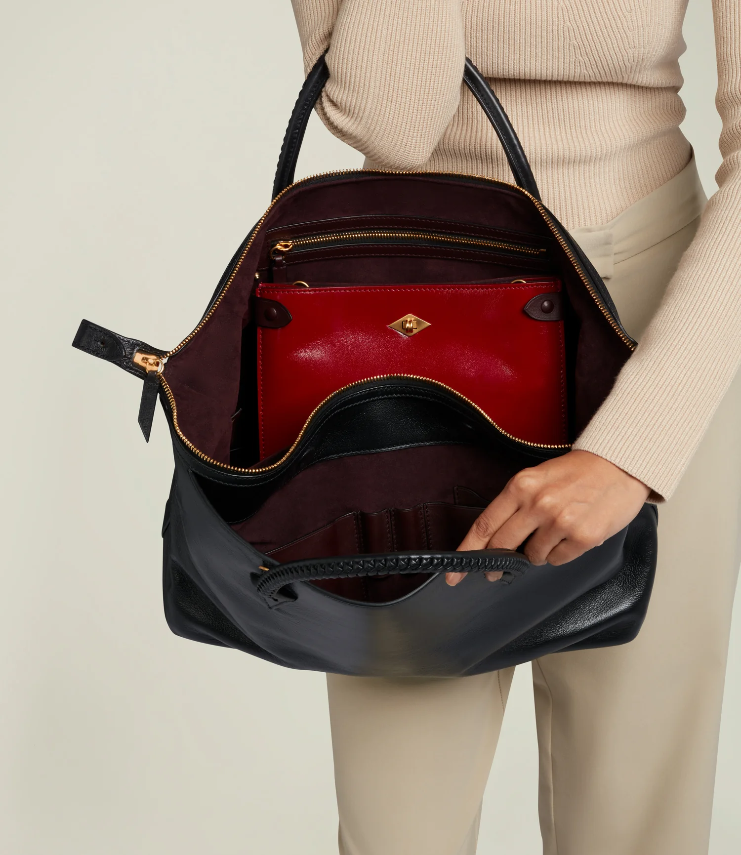 Stowaway Crossbody Glossy Calfskin Classic Red - Image 6