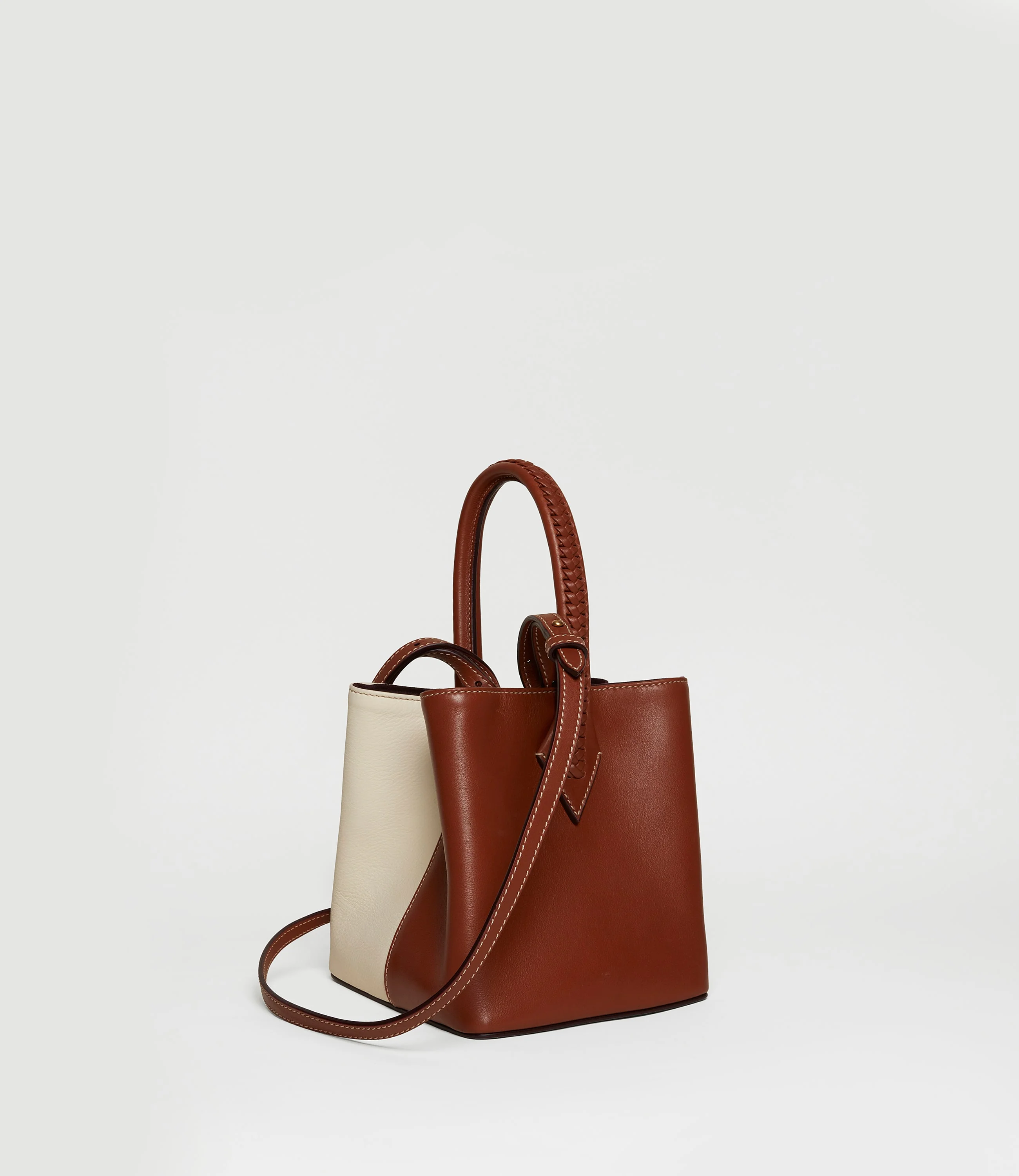 Vérité Mini Collapsible Tote Bag Smooth Calfskin White Sand Cognac - Image 2