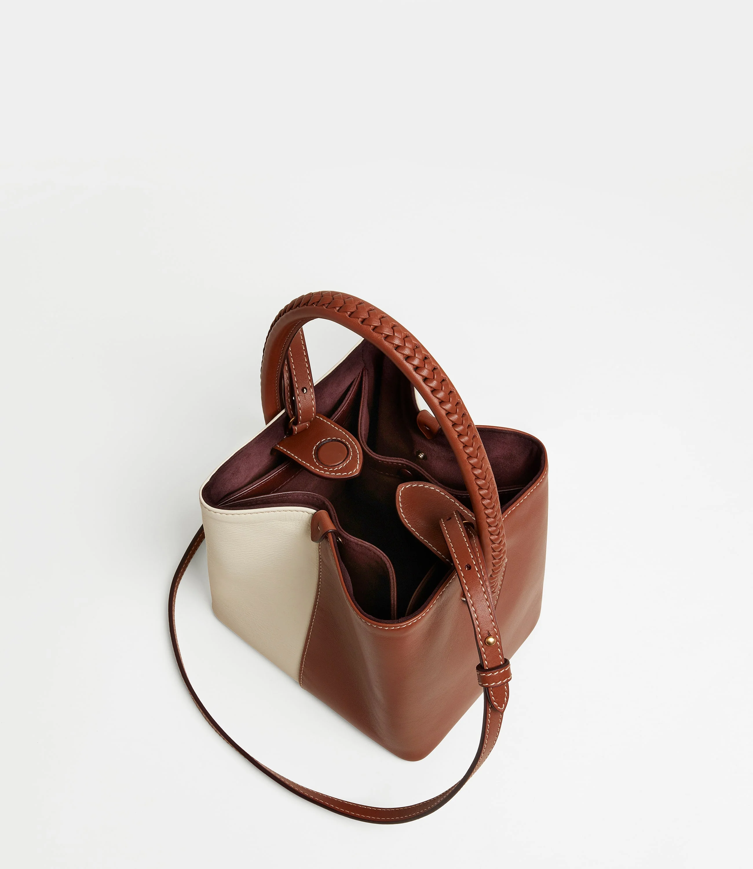 Vérité Mini Collapsible Tote Bag Smooth Calfskin White Sand Cognac - Image 3