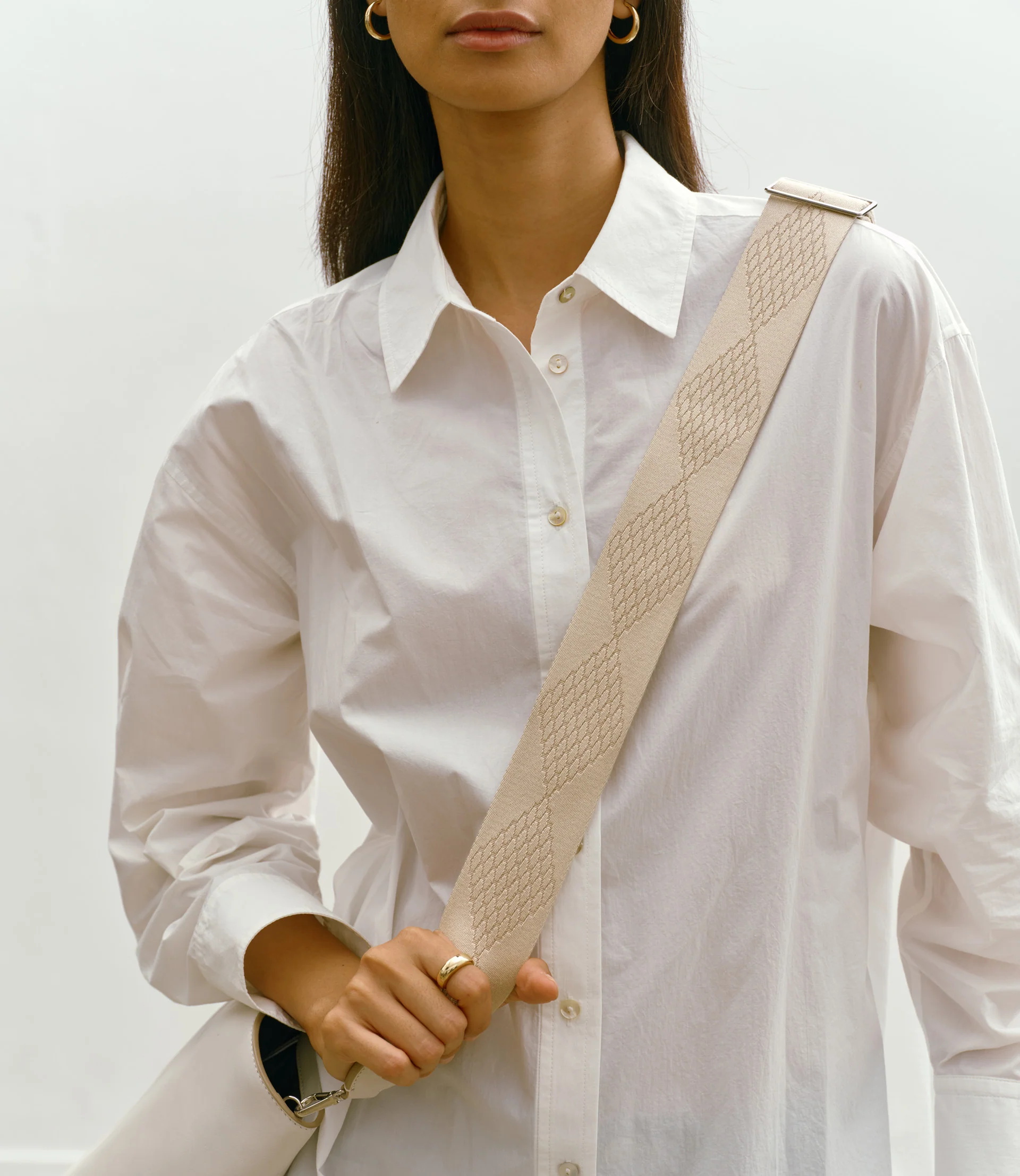 Webbing Strap Bianco With Silver Hardware - Image 4